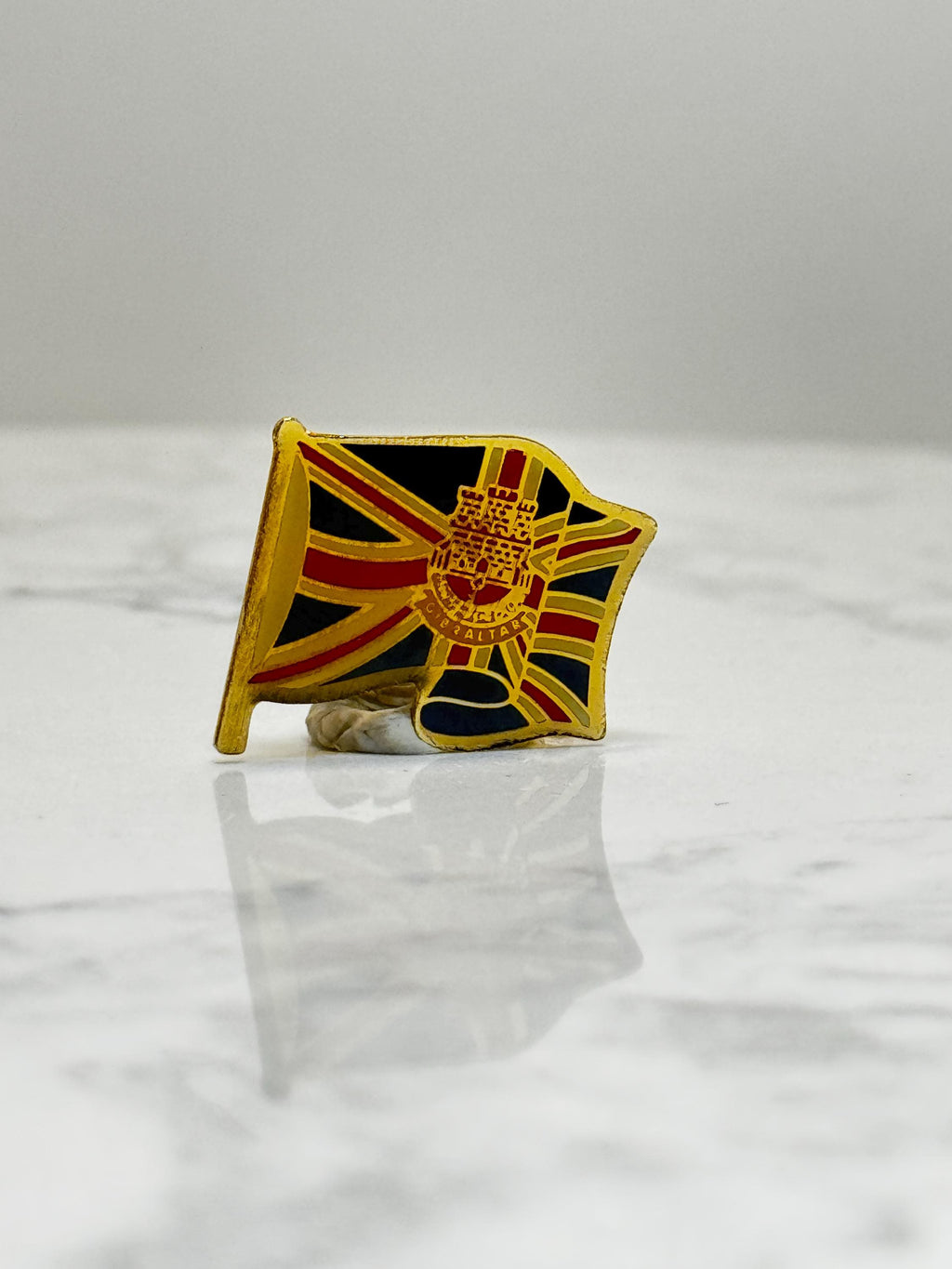 Gibraltar UK Flag Pin: Red/Gold Enamel Finish - Flag Collectible Accessory