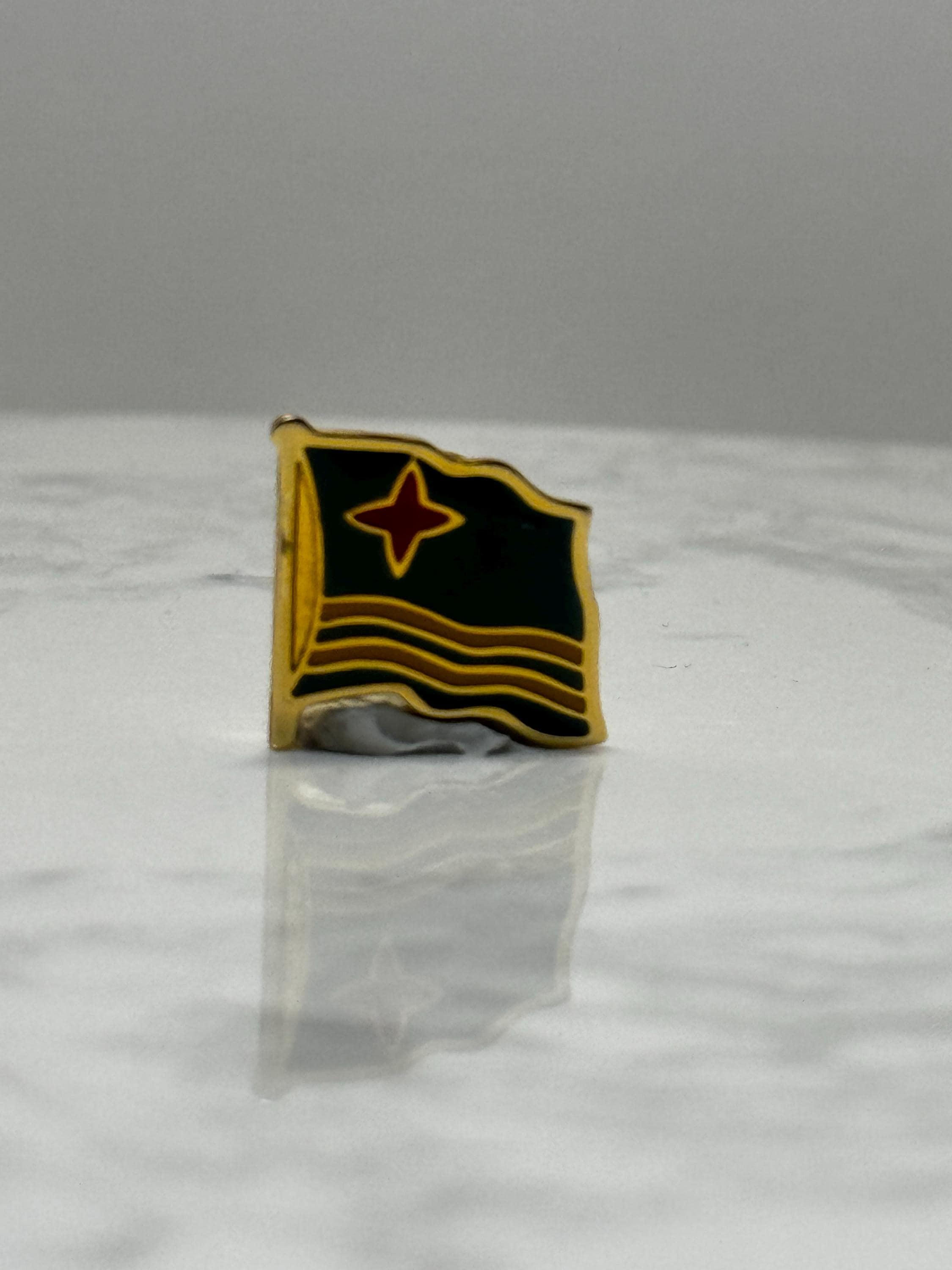 Suriname Flag Lapel Pin: Gold Trim Enamel - Patriotic Accessory