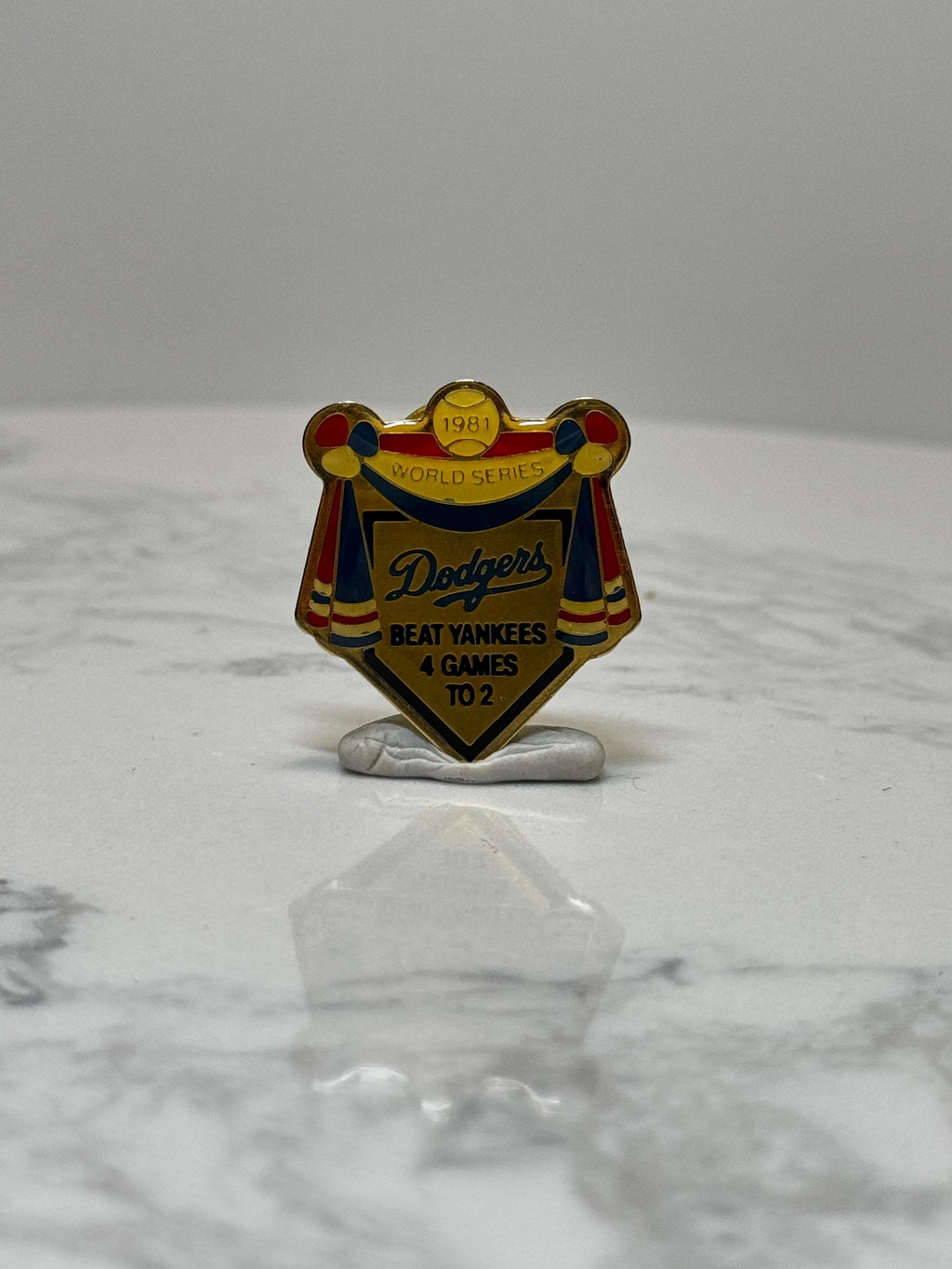 1981 Dodgers World Series Pin: Enamel Gold-Tone - Baseball Collectible Accessory