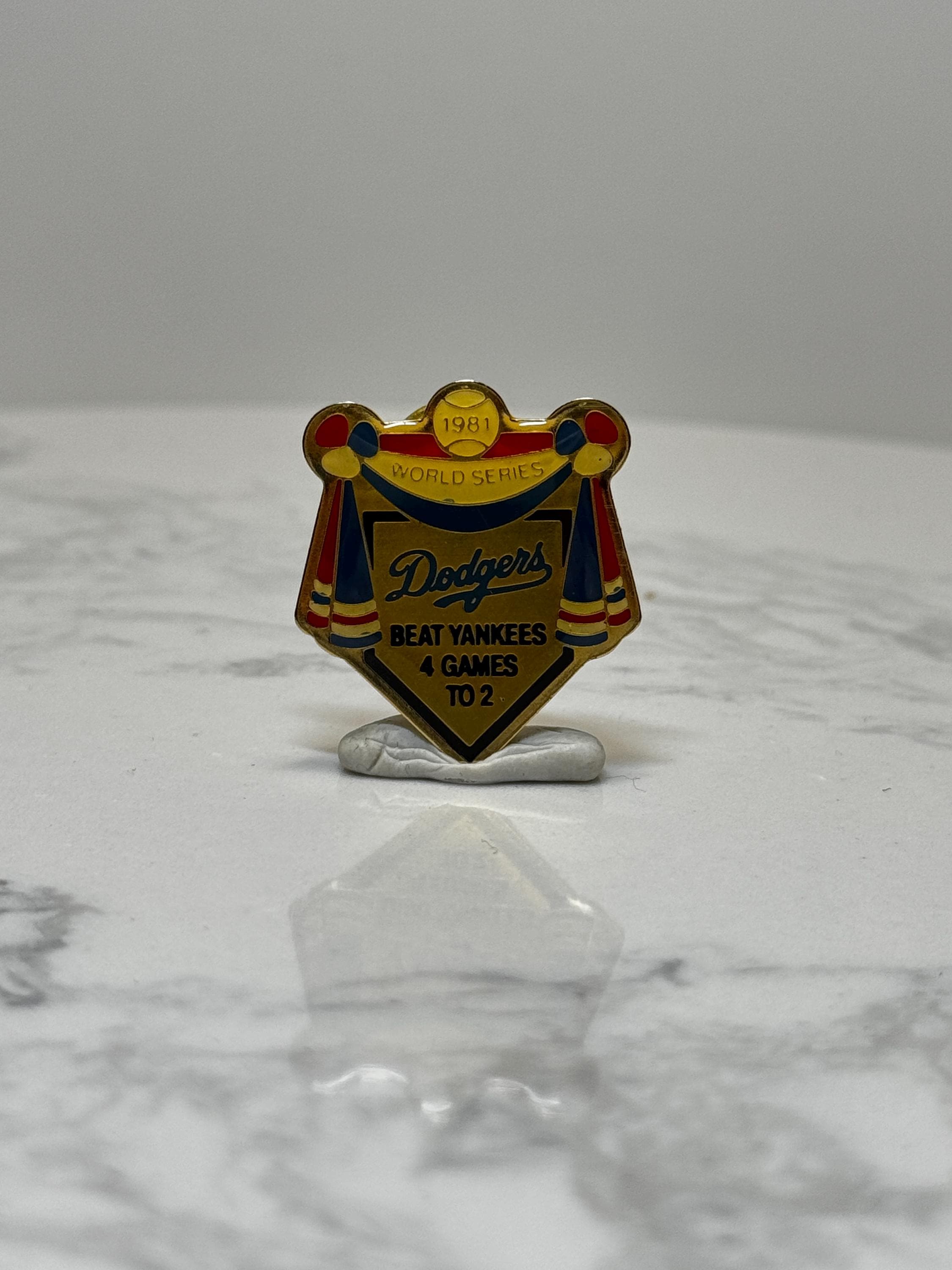 1981 Dodgers World Series Pin: Enamel Gold-Tone - Baseball Collectible Accessory