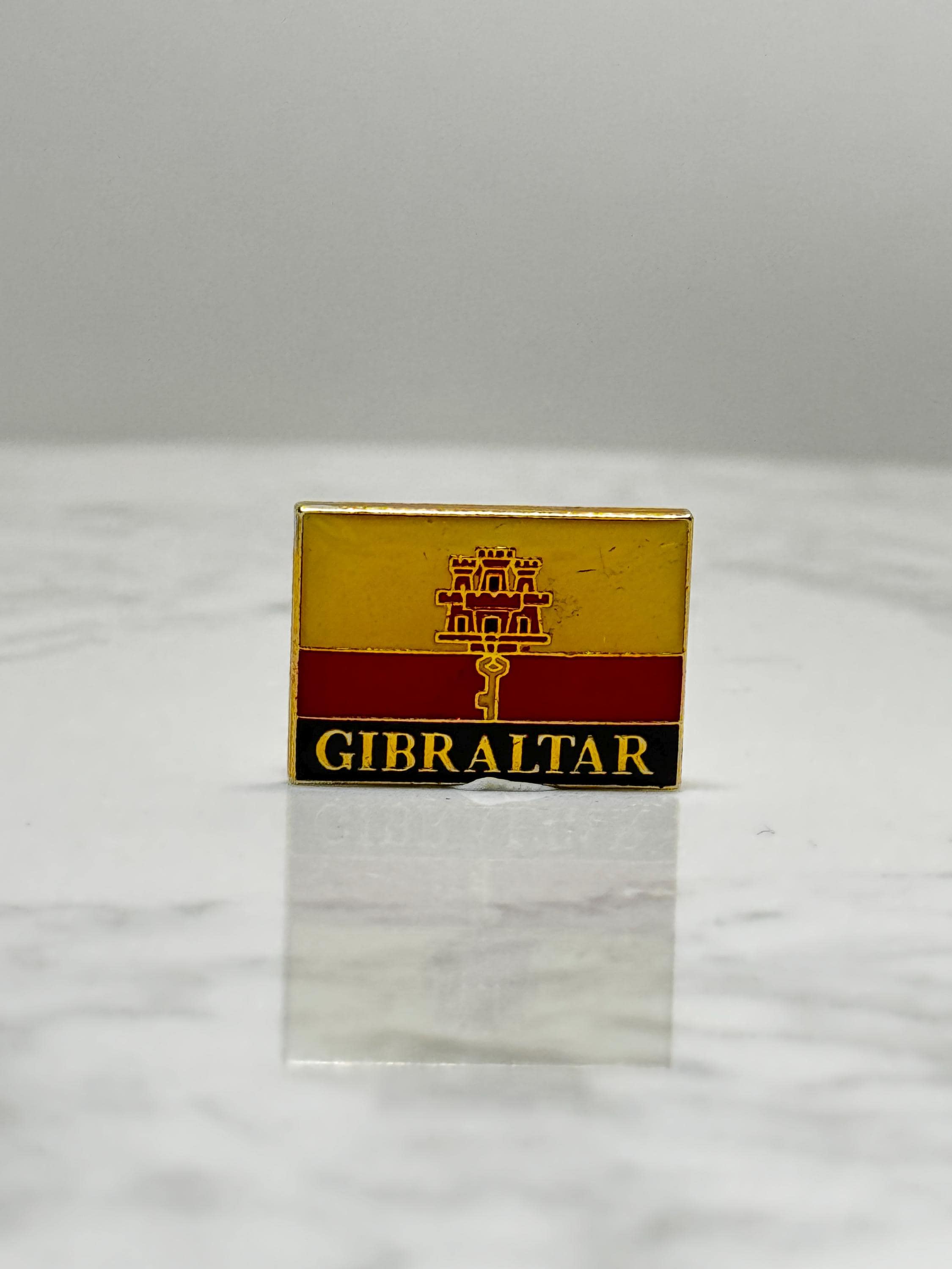 Gibraltar Flag Lapel Pin: Gold Enamel Finish - Travel Souvenir Accessory