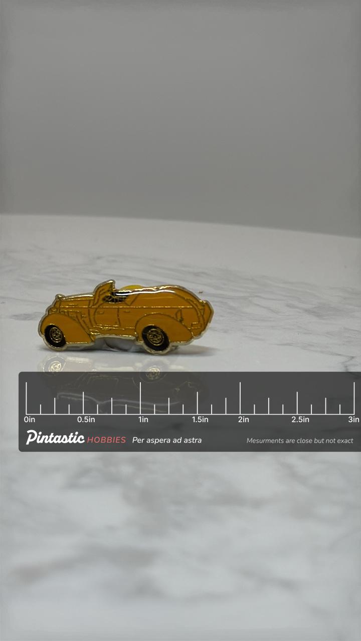 1934 Ford Roadster Style Pin: 1930s Classic Convertible Enamel Car Pin with ruler overlay for size reference