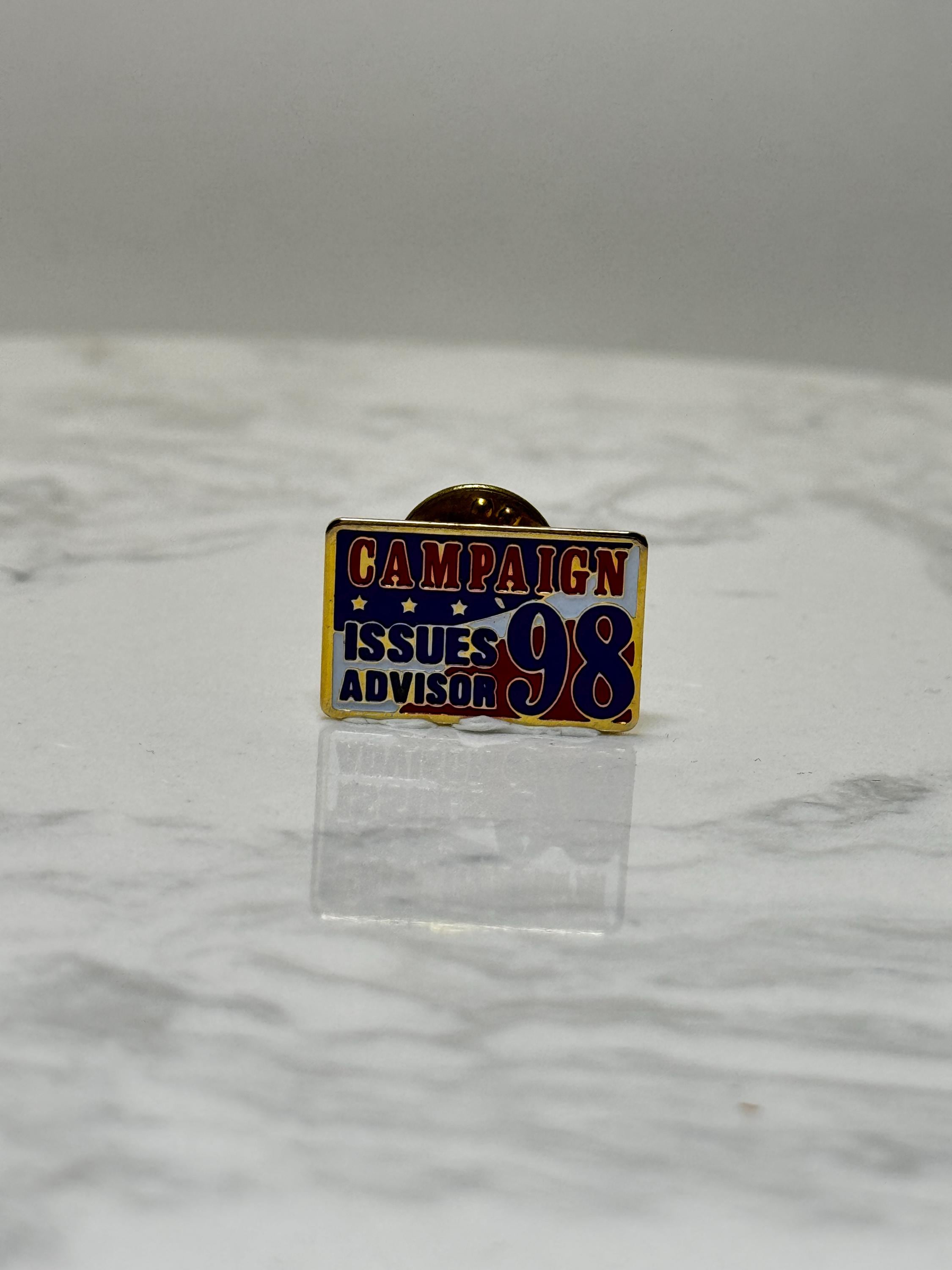 Campaign Issues Advisor Pin: Red White Blue Enamel - 1998 Political Accessory
