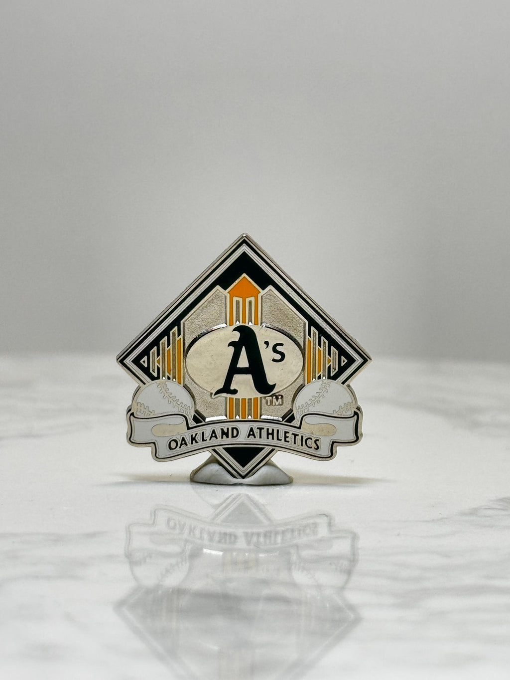 Oakland Athletics Baseball Pin: Silver Enamel Finish - MLB Sports Accessory