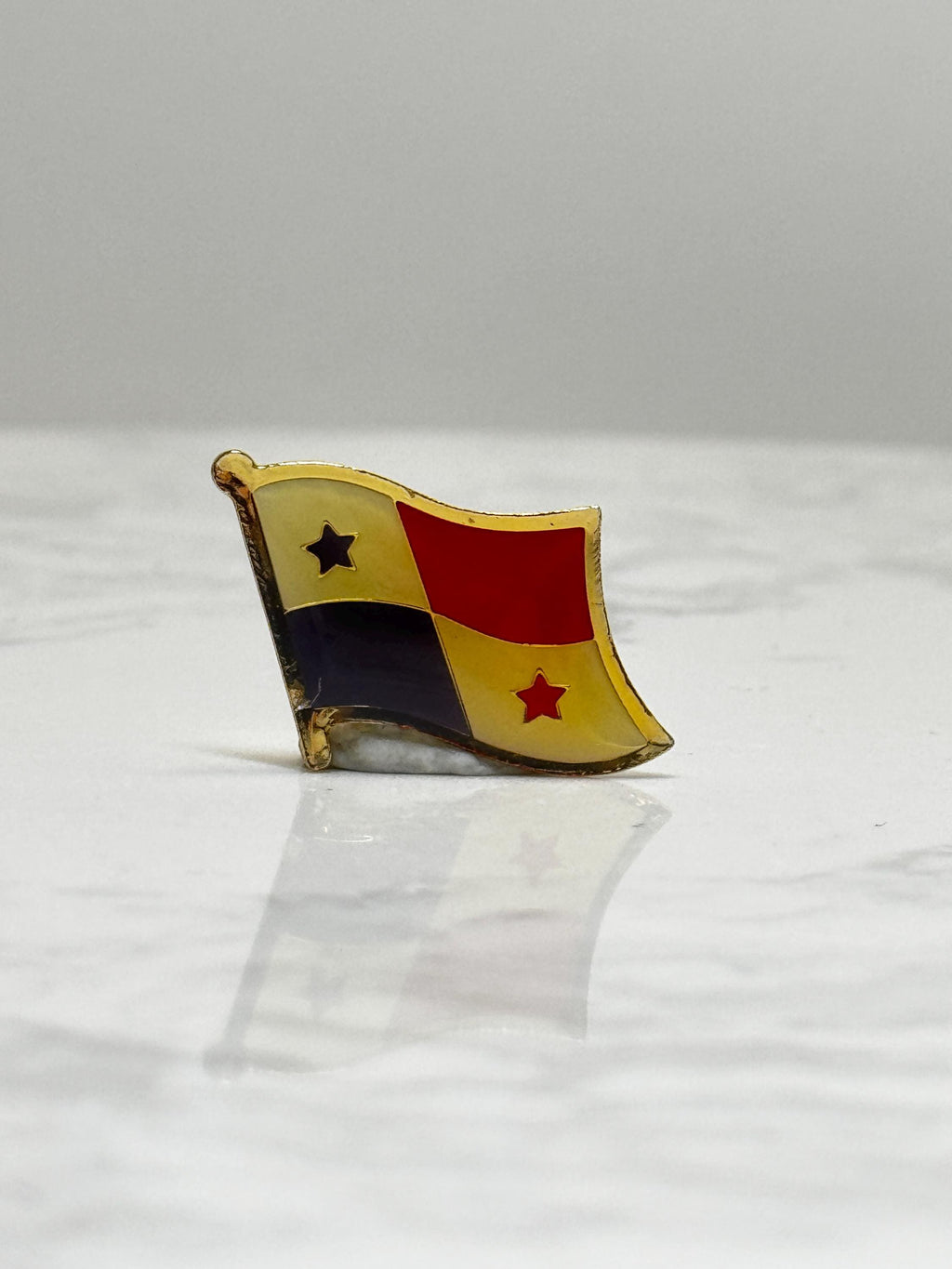 Panama Flag Lapel Pin: Gold Trim Enamel - Vintage Travel Accessory