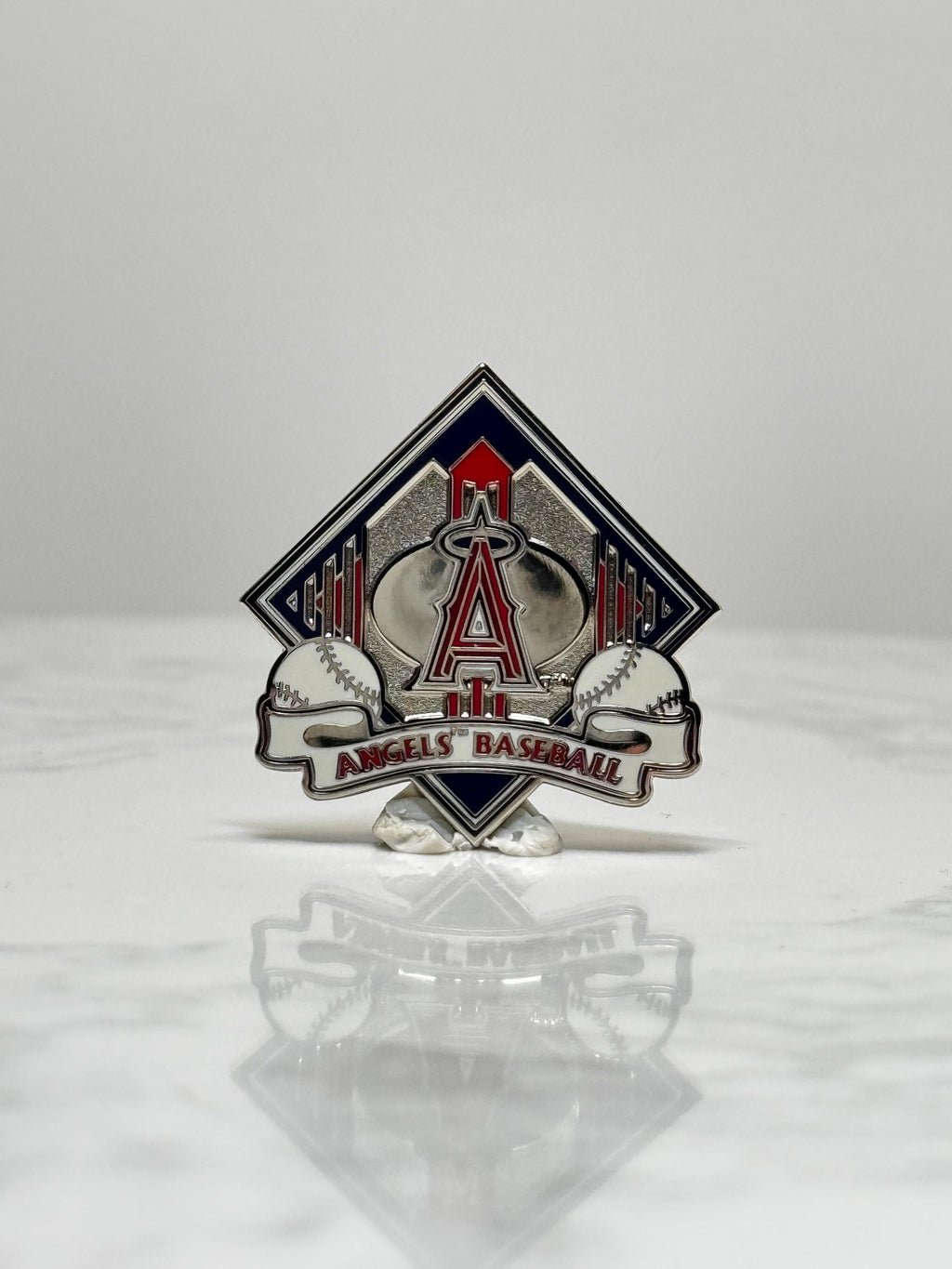 Angels Baseball Team Pin: Silver Red Enamel - MLB Collectible Accessory