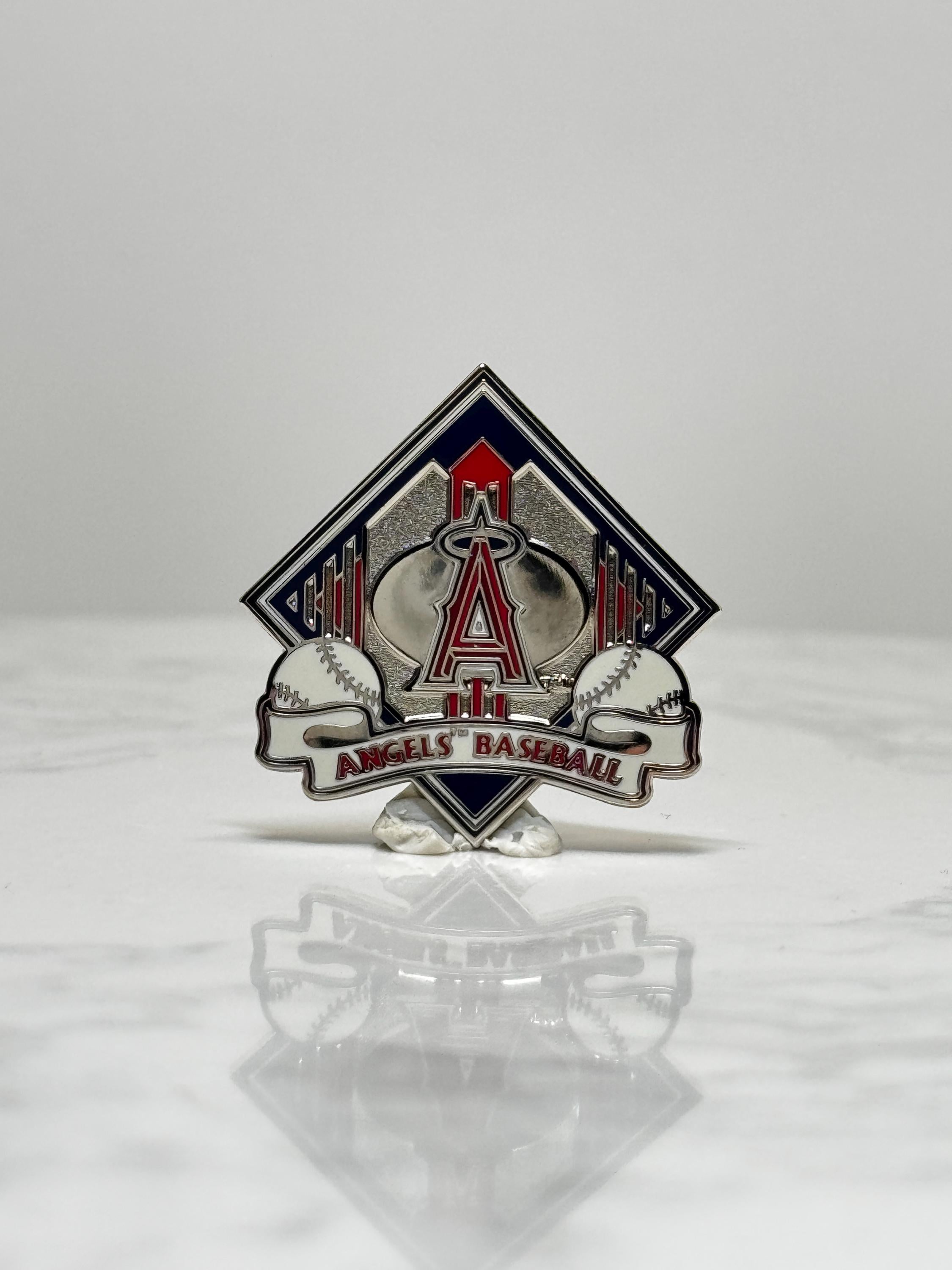 Angels Baseball Team Pin: Silver Red Enamel - MLB Collectible Accessory