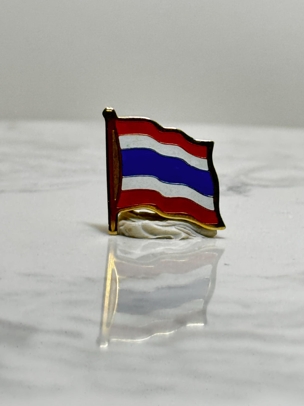 Thailand Flag Lapel Pin: Red White Blue Enamel - Travel Collectible Accessory