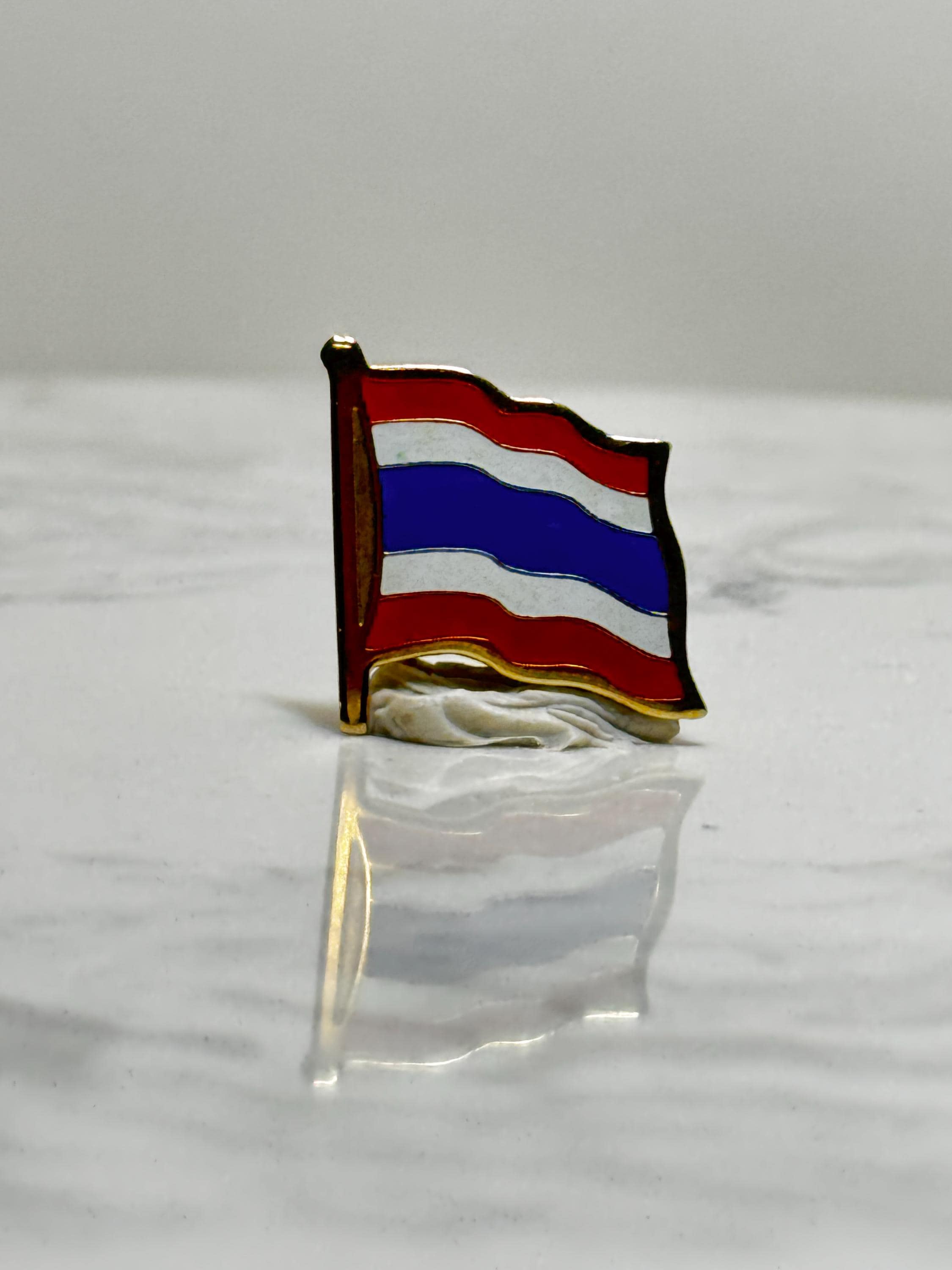 Thailand Flag Lapel Pin: Red White Blue Enamel - Travel Collectible Accessory
