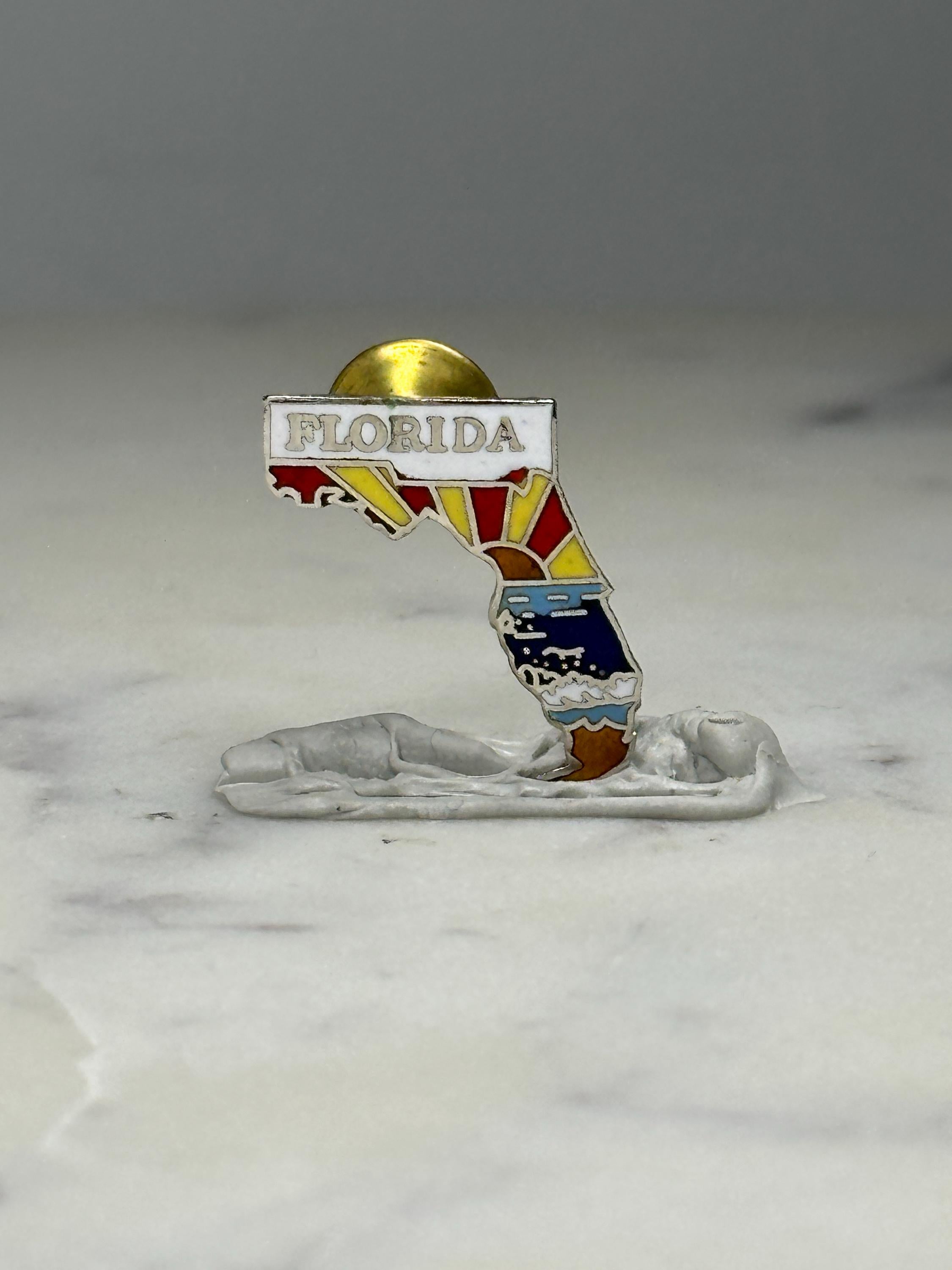 Florida State Souvenir Pin: Enamel Sunrise Ocean - Travel Accessory