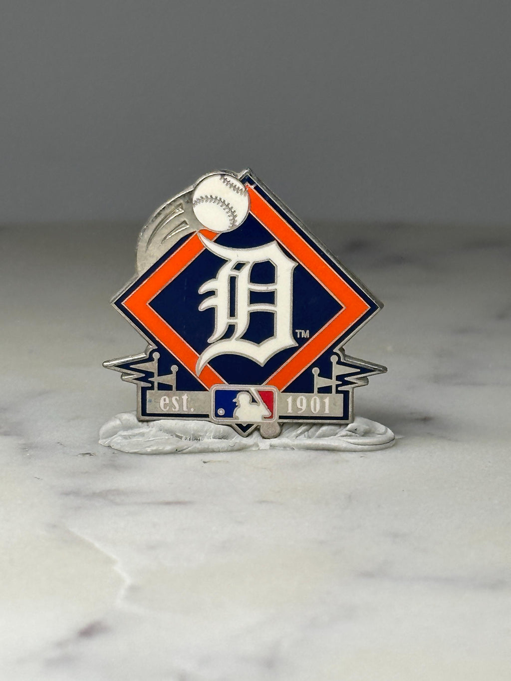 Detroit Tigers MLB Logo Pin: Navy Orange Enamel - Baseball Fan Accessory
