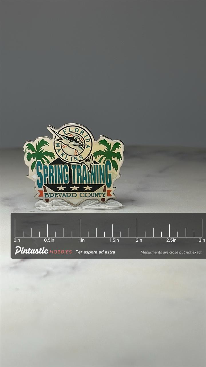 Florida Marlins Spring Training Pin: Enamel - MLB Era Accessory with ruler overlay for size reference