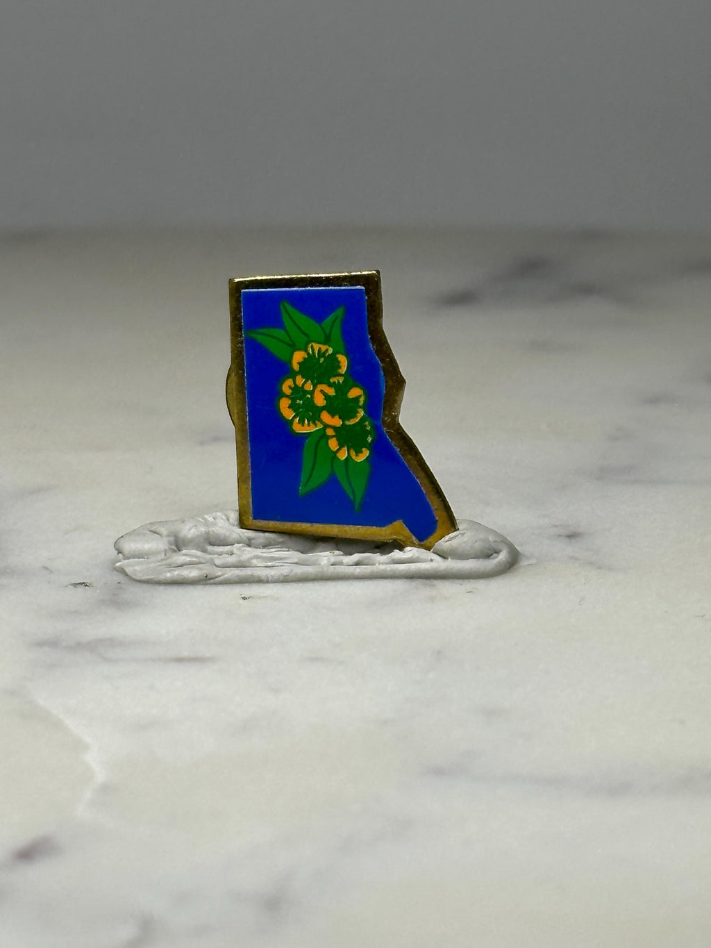 Mississippi State Pin Blue Enamel Magnolia Lapel Pin Souvenir Brooch