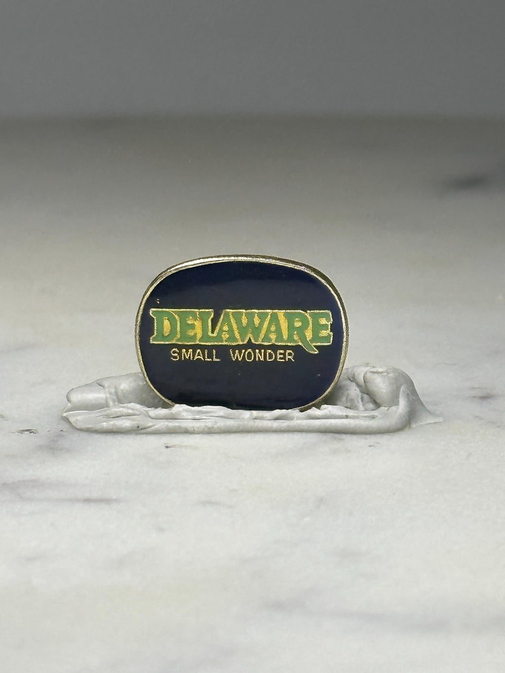 Delaware Small Wonder State Pin: Blue Gold Enamel - Travel Souvenir