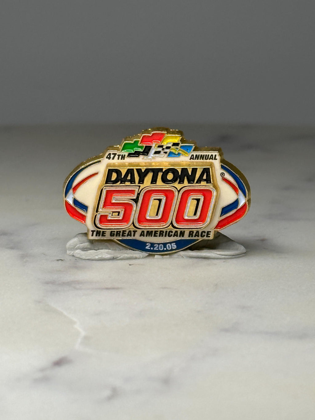 Daytona 500 Racing Lapel Pin: Enamel Gold Tone - 2005 NASCAR Accessory