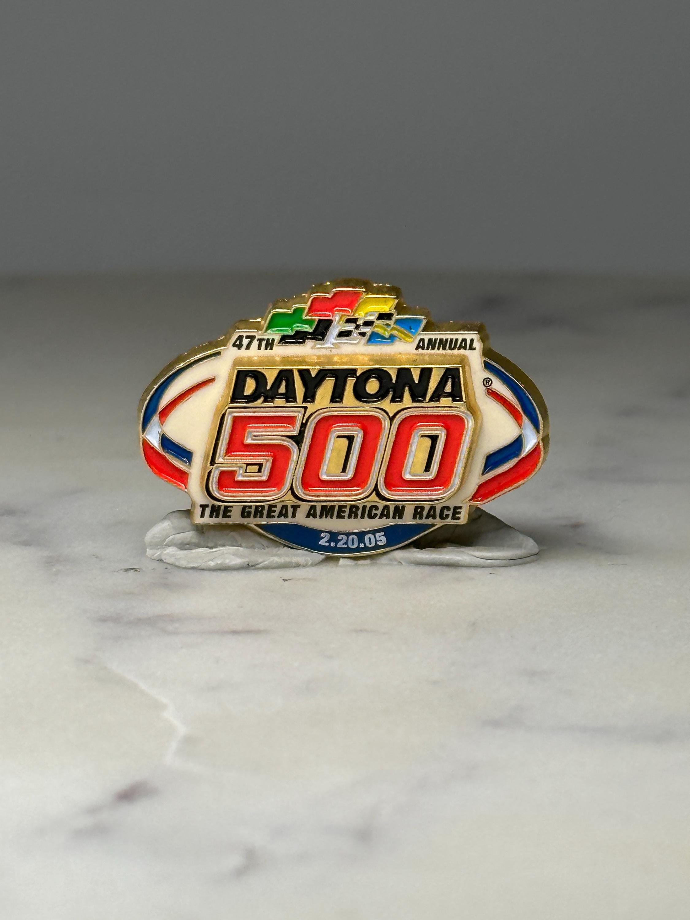 Daytona 500 Racing Lapel Pin: Enamel Gold Tone - 2005 NASCAR Accessory