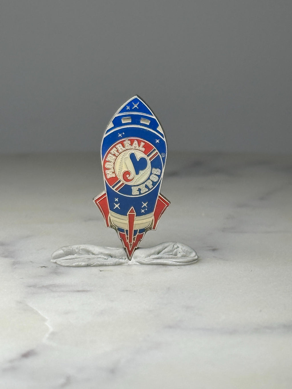 Montreal Expos Rocket Pin: Red Blue Enamel - MLB Retro Accessory