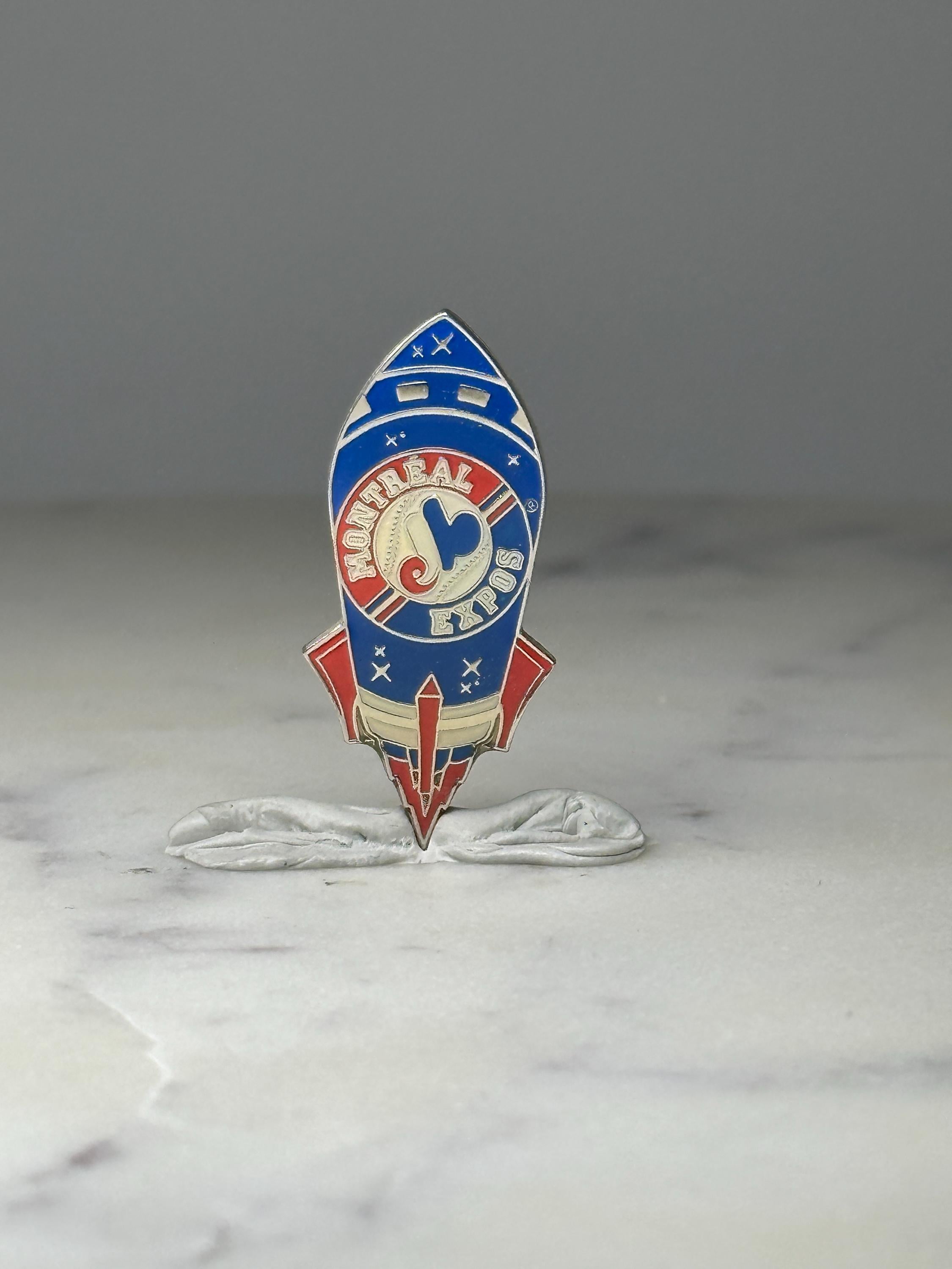 Montreal Expos Rocket Pin: Red Blue Enamel - MLB Retro Accessory