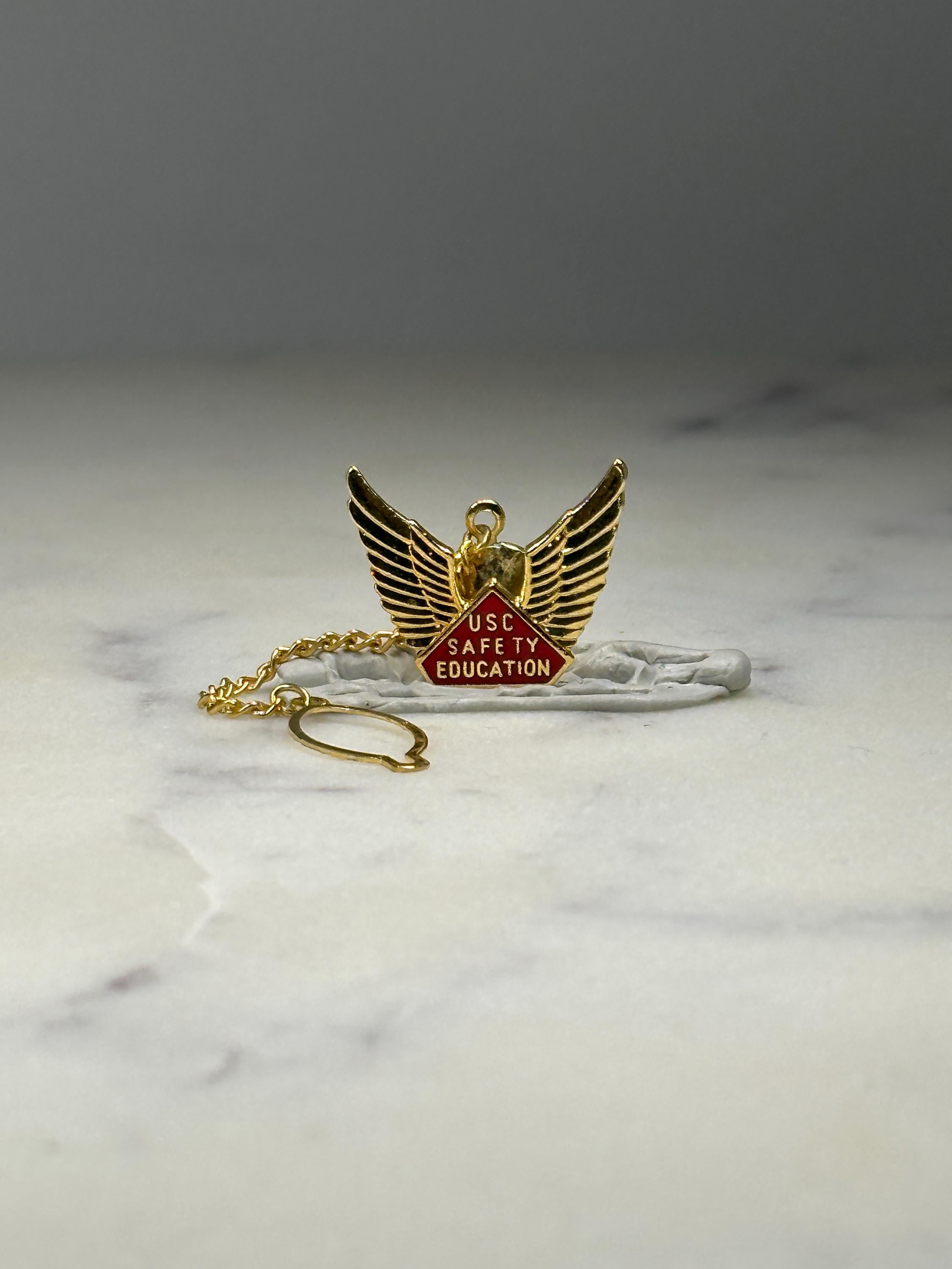 USC Safety Education Tie Tack: Gold Tone Enamel - Aviation Theme Accessory
