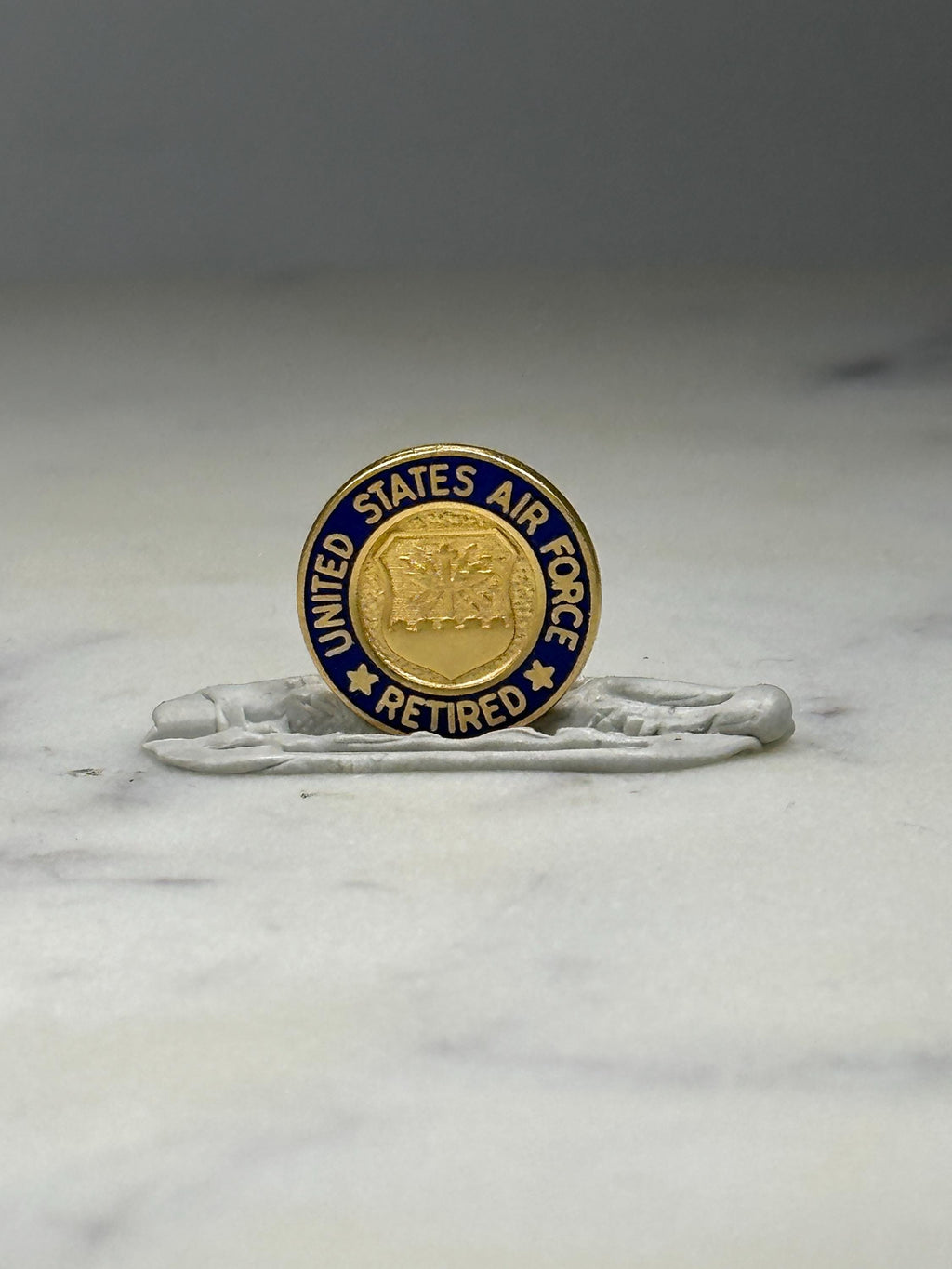 US Air Force Retired Pin: Gold Blue Enamel - Veteran Military