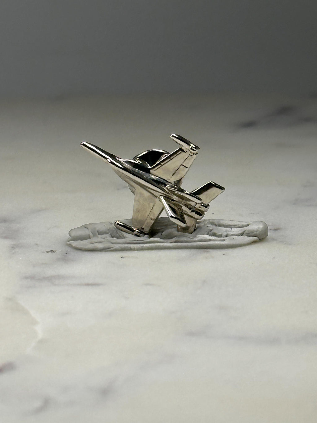 Fighter Jet Airplane Pin: Silver Tone Metal - Aviation Accessory