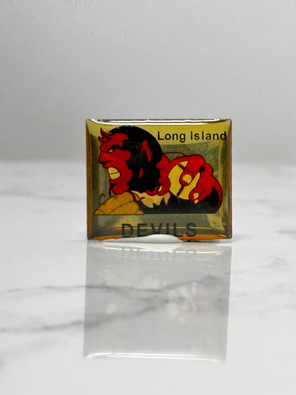 Long Island Devils Baseball Pin: Acrylic Dome - 1990s Sports Accessory