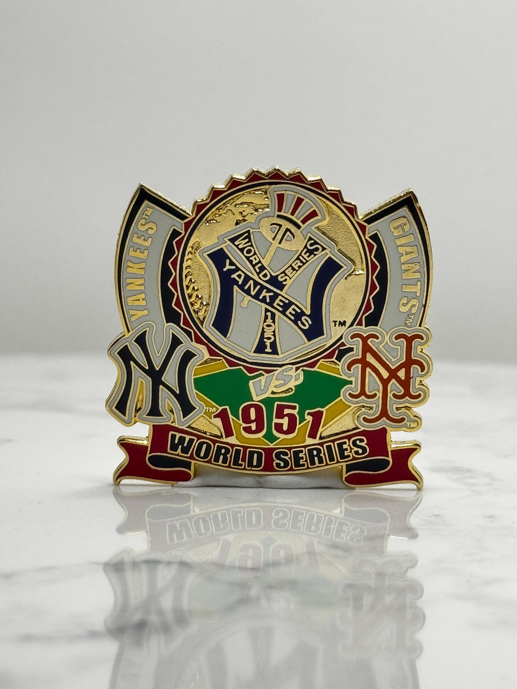 Yankees vs Giants World Series Pin: Gold Enamel - 1951 MLB