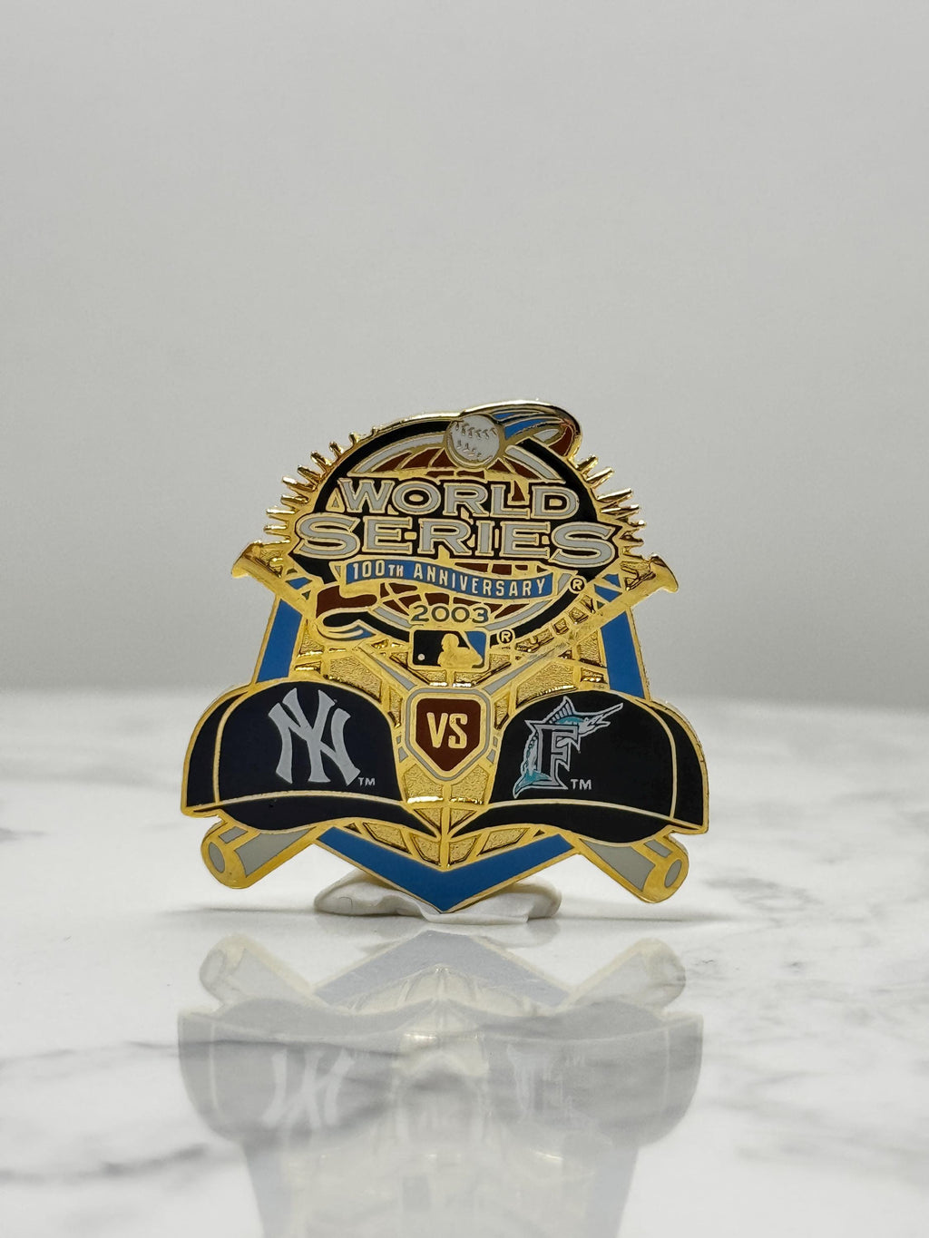 2003 World Series Enamel Pin: Gold Tone - MLB 100th Anniversary