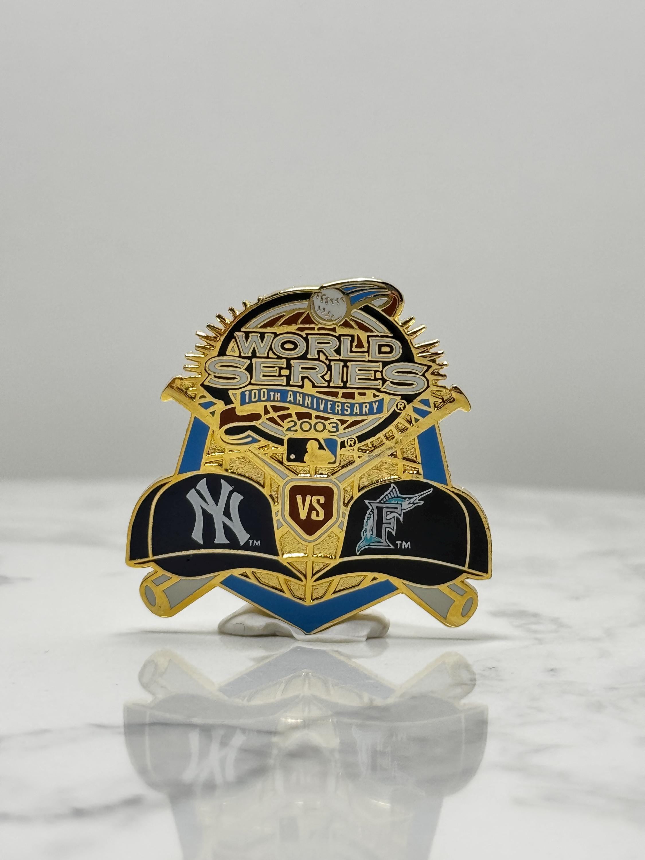 2003 World Series Enamel Pin: Gold Tone - MLB 100th Anniversary