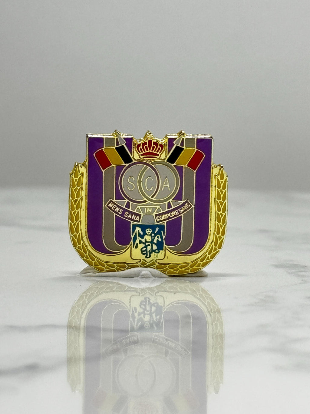RSC Anderlecht Crest Pin: Gold Tone Enamel - Belgium Soccer Accessory