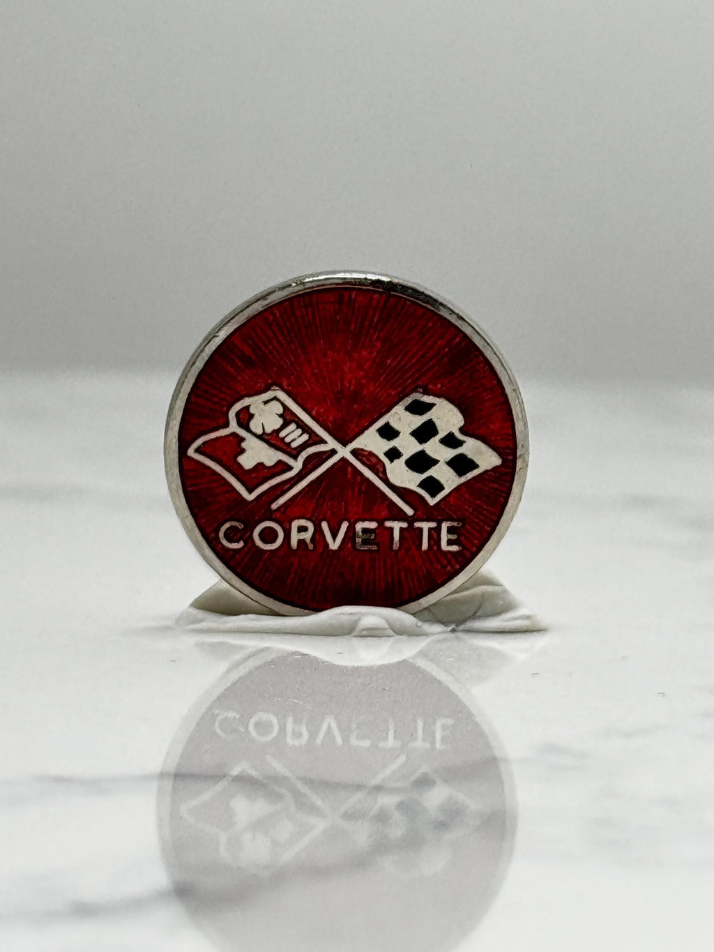 Corvette Emblem Lapel Pin: Red Enamel - Classic Car Accessory