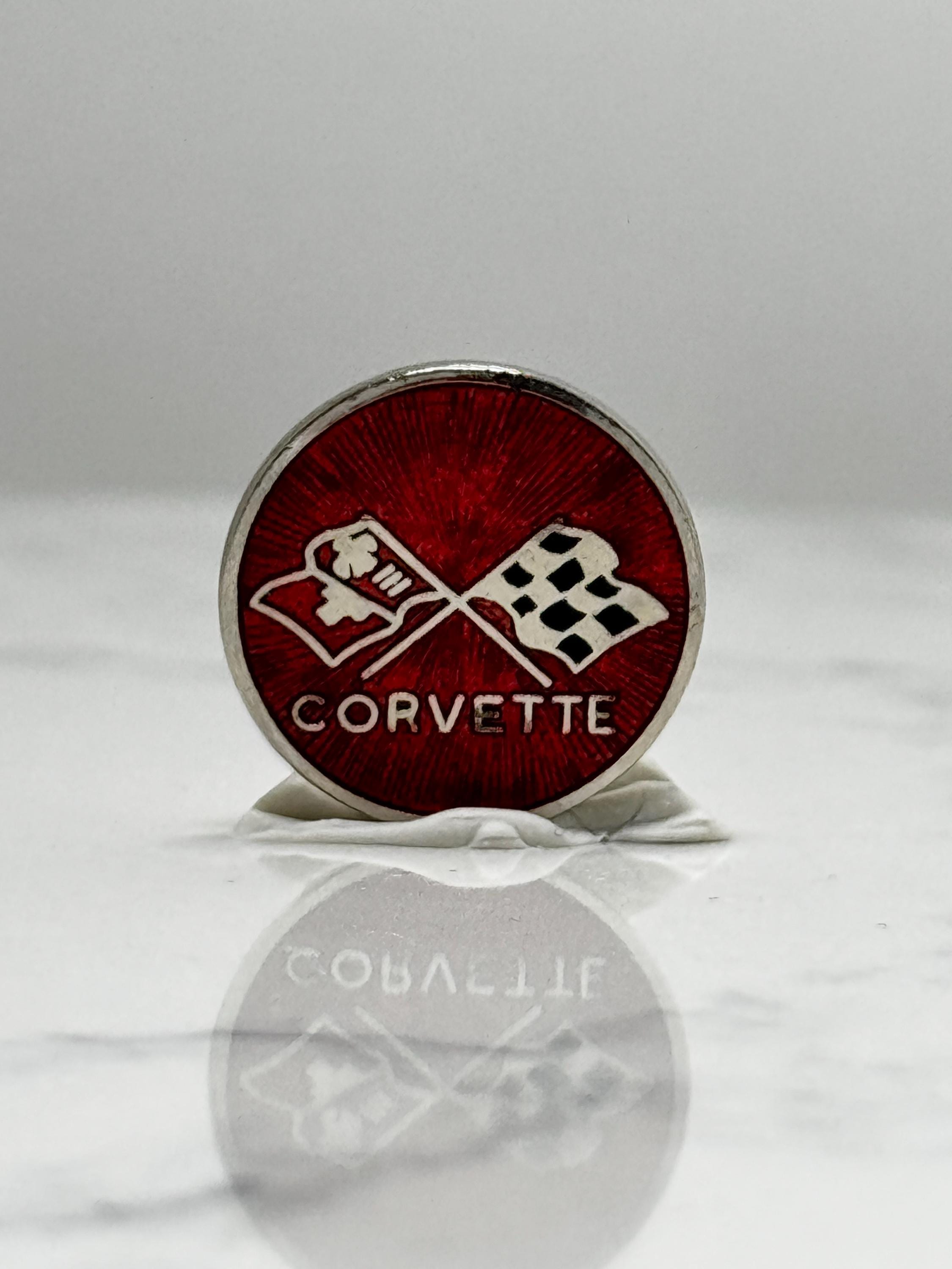 Corvette Emblem Lapel Pin: Red Enamel - Classic Car Accessory