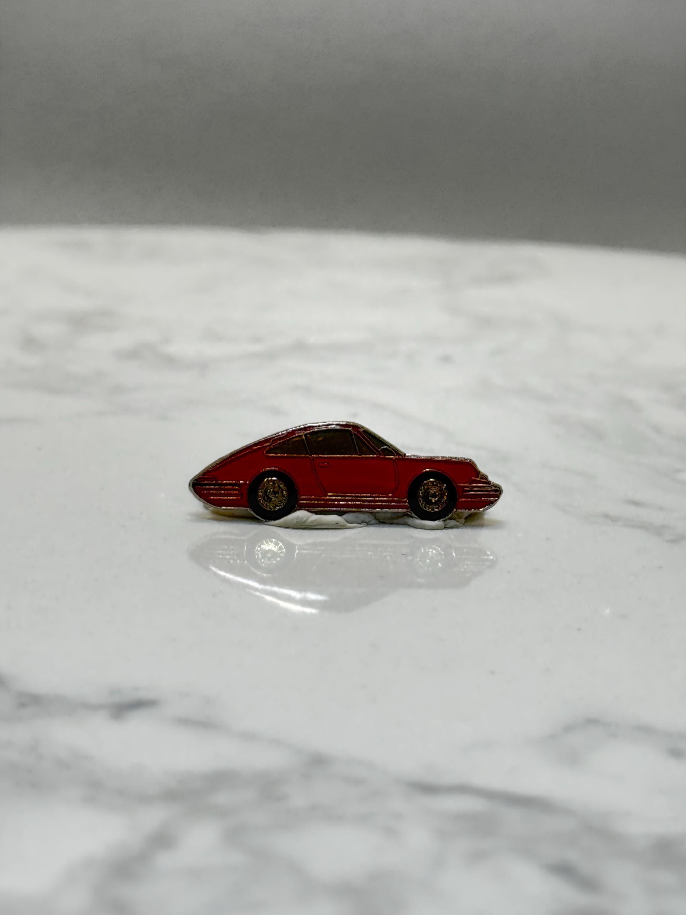 Porsche 911 enamel pin: red classic 70s 80s sports car lapel pin