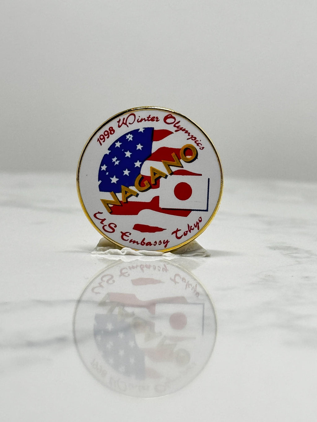 1998 Nagano Winter Olympics Pin: Enamel US Embassy Tokyo - Olympic