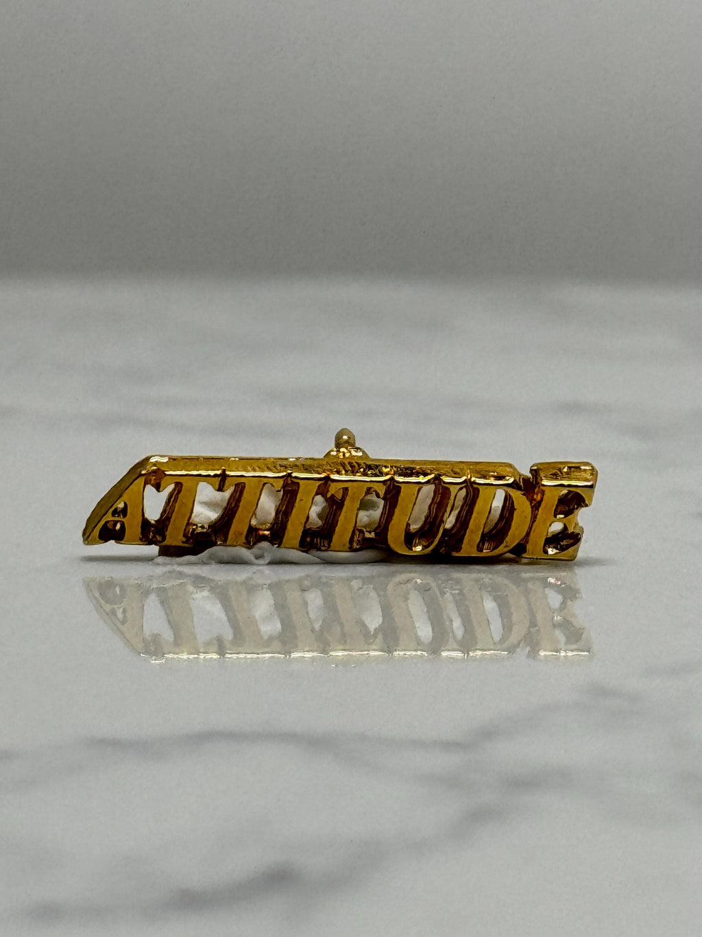 Attitude Word Pin: Gold Tone Script - Music Theme Accessory