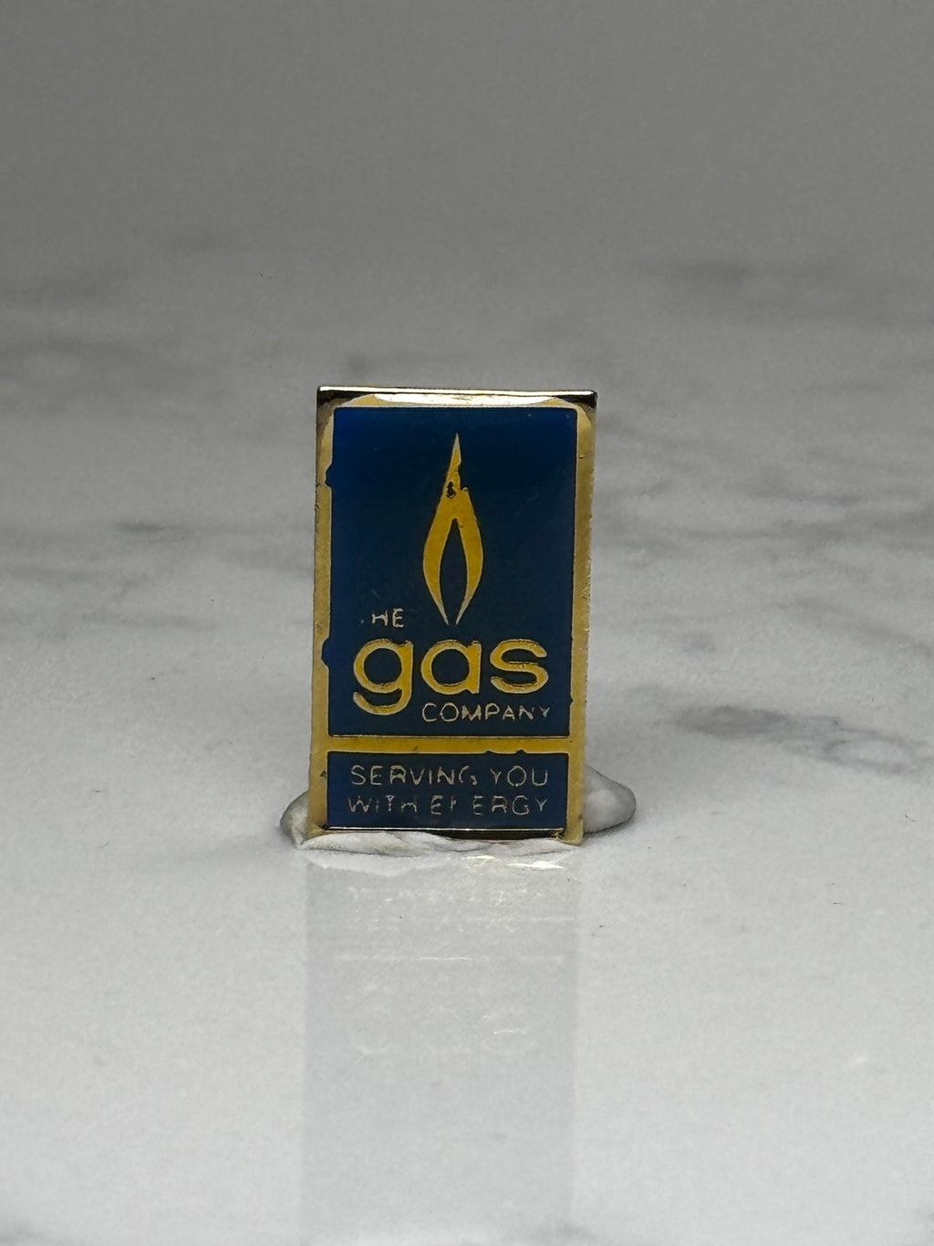 The Gas Company Enamel Pin: Blue & Gold - Vintage Energy Accessory