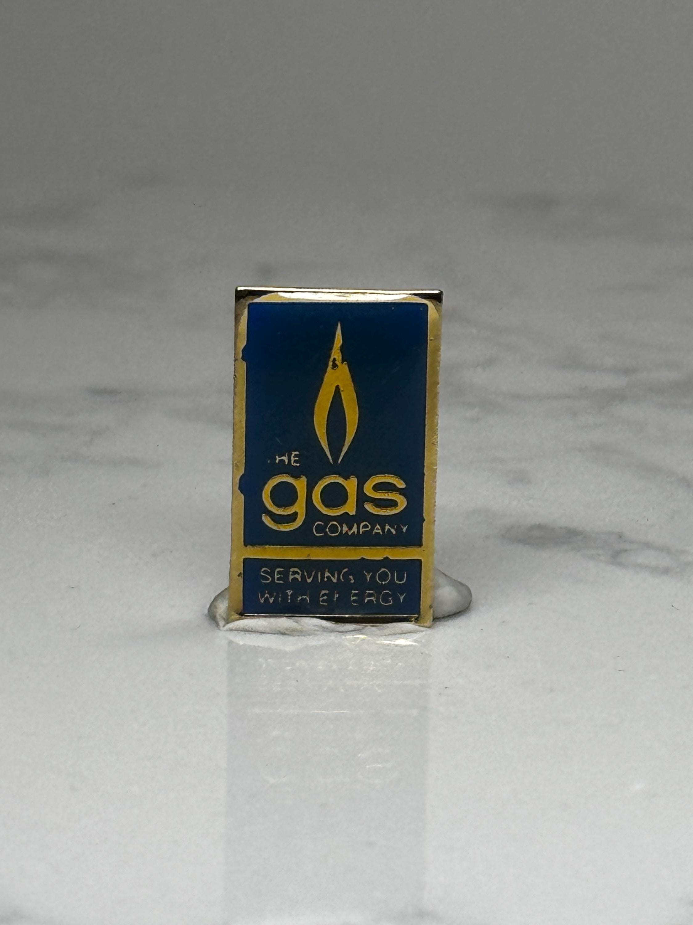 The Gas Company Enamel Pin: Blue & Gold - Vintage Energy Accessory
