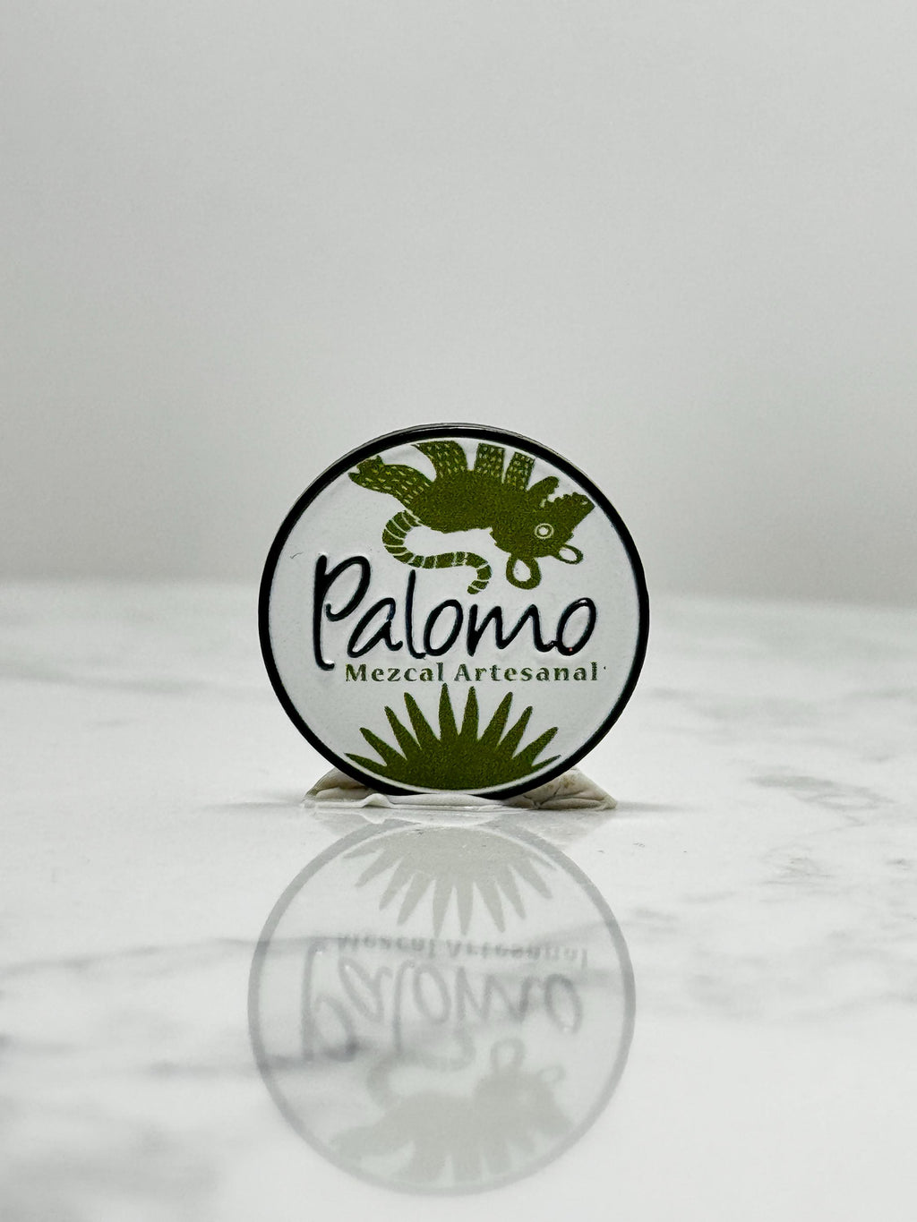 Palomo Mezcal Enamel Pin: Green and White - Modern Bar Accessory