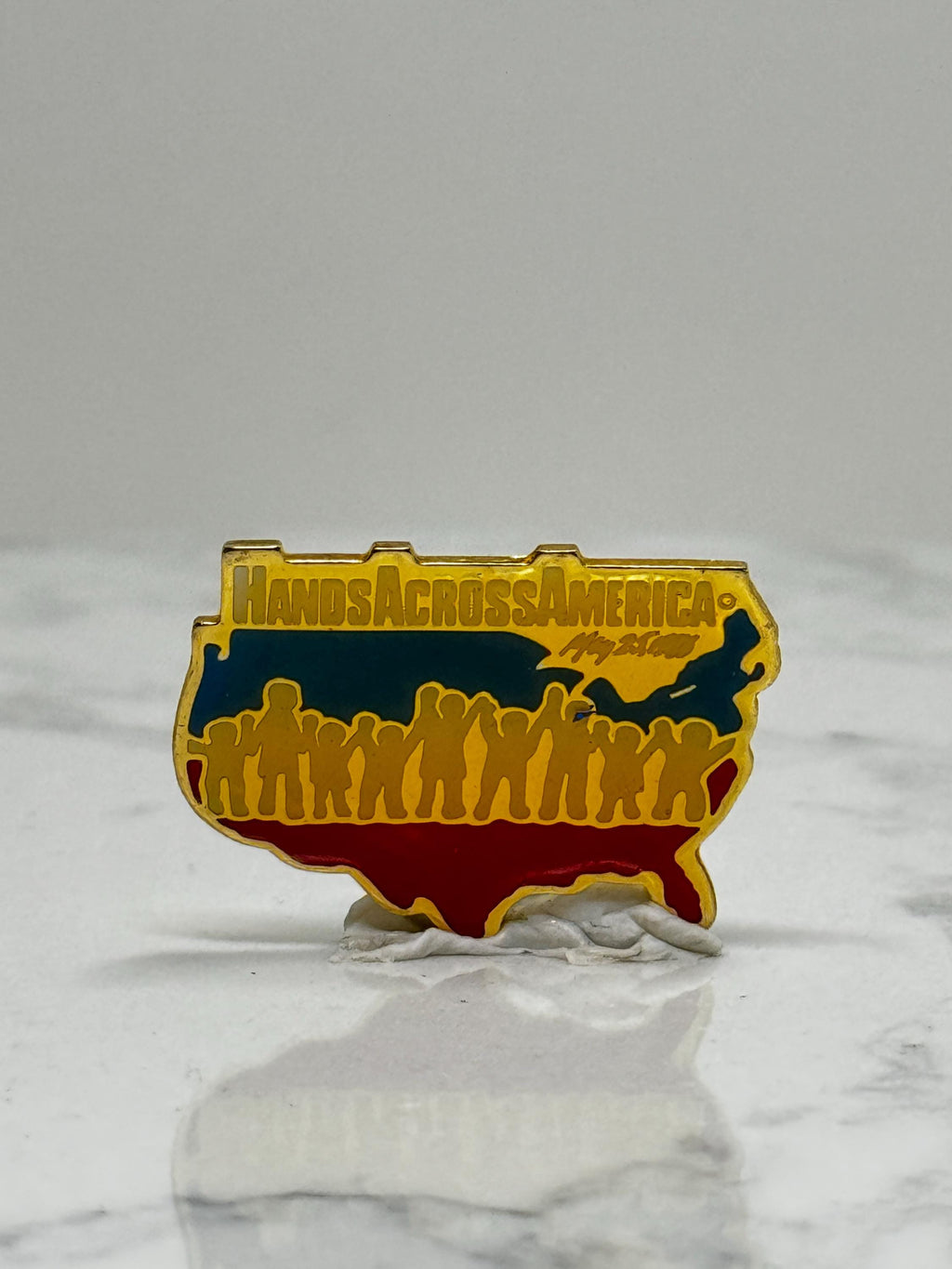 Hands Across America Enamel Pin: Red White Blue - 1986 Patriotic Accessory