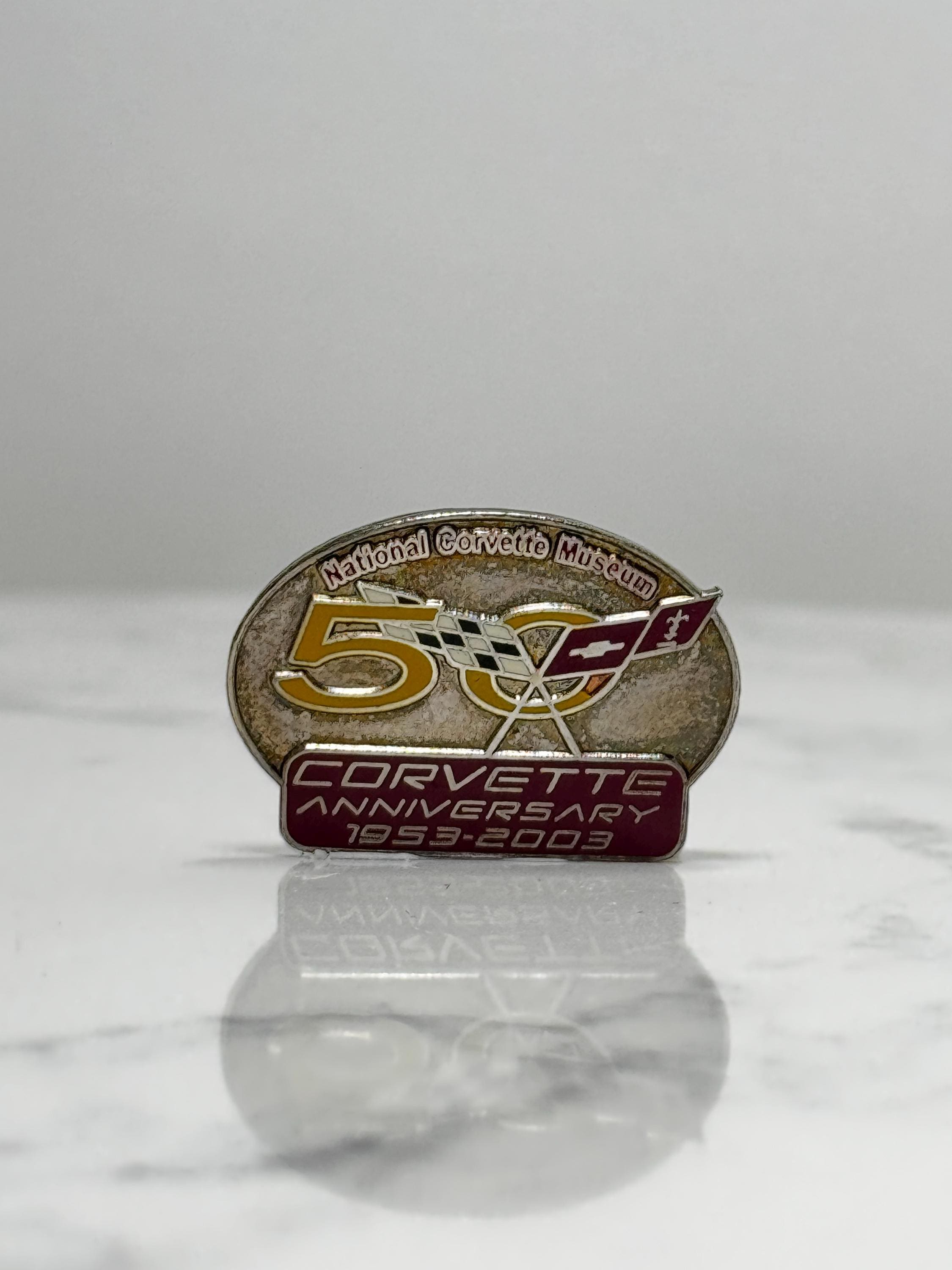 Corvette 50th Anniversary Lapel Pin: Gold Enamel - 1953-2003