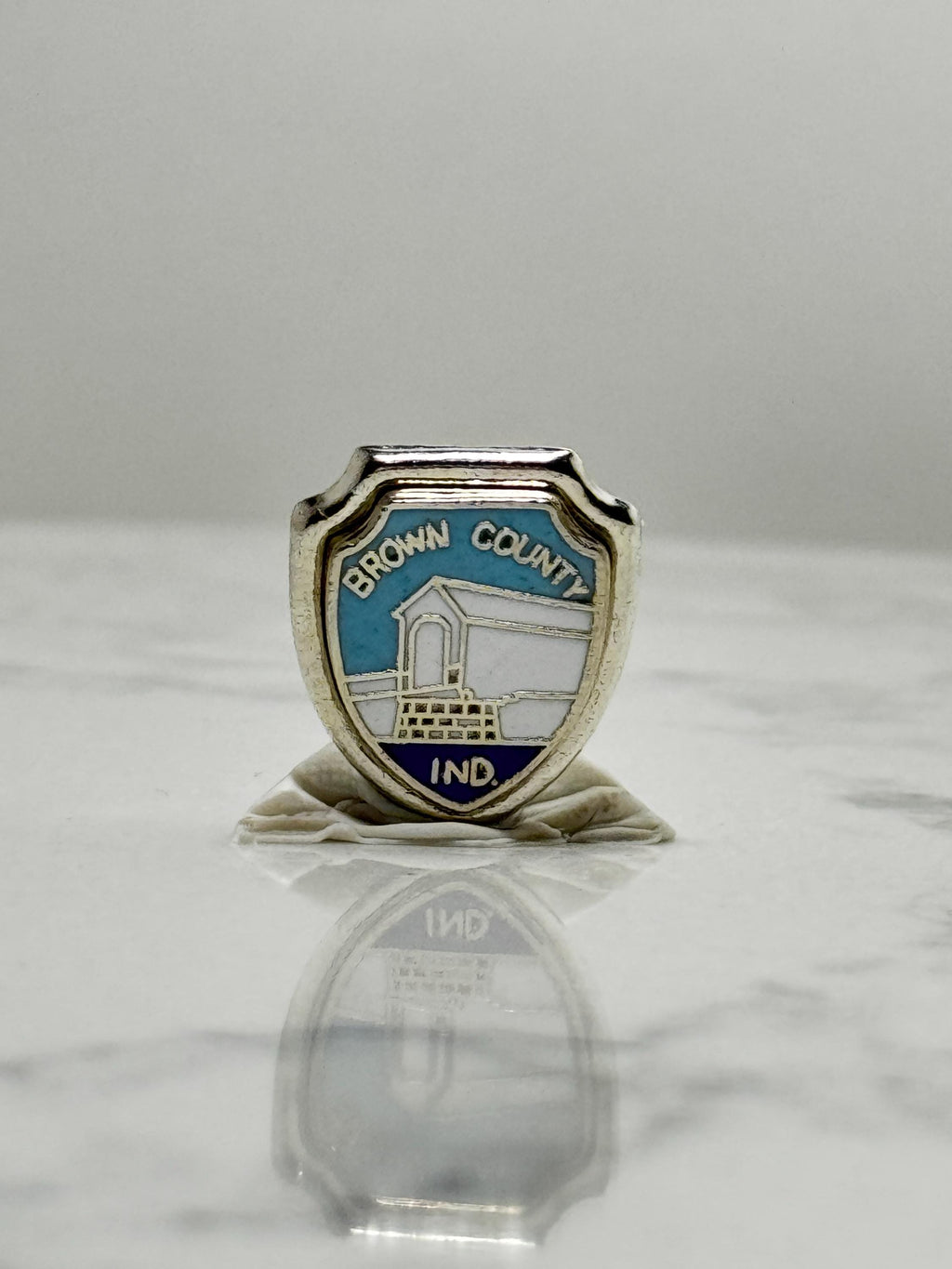 Brown County Indiana Souvenir Pin: Enamel Shield - Travel Accessory