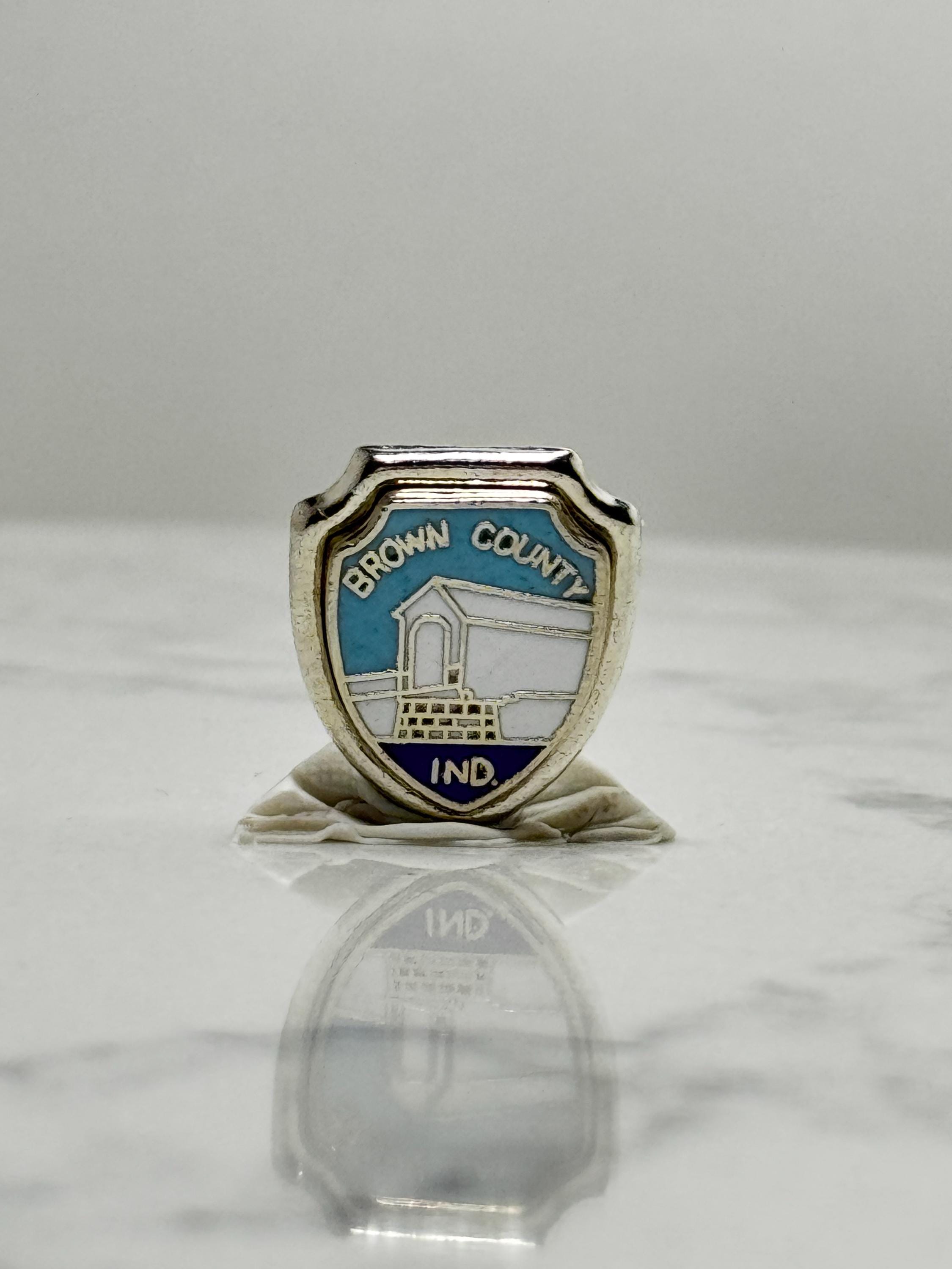 Brown County Indiana Souvenir Pin: Enamel Shield - Travel Accessory
