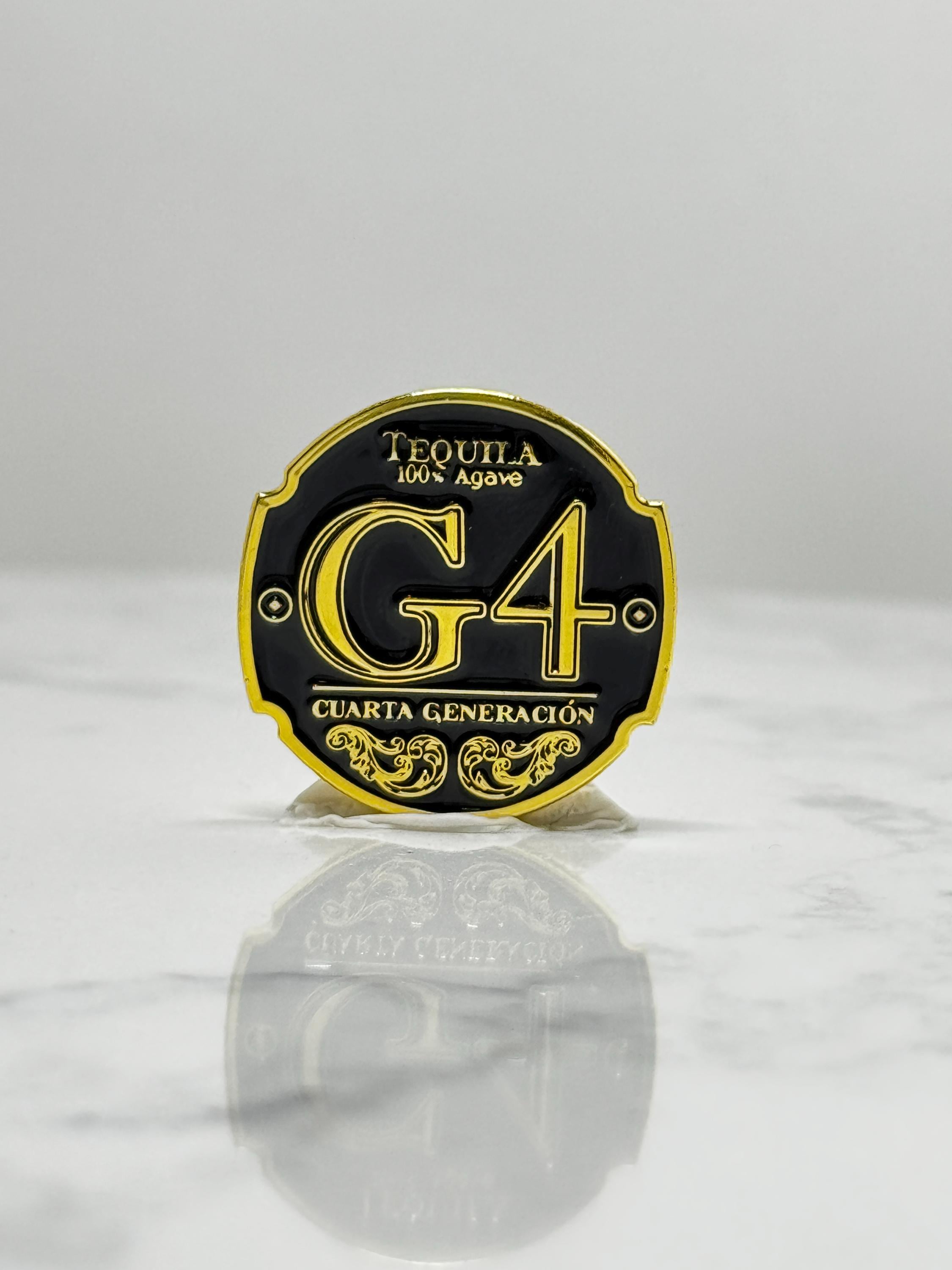 G4 Tequila Enamel Pin: Black & Gold Finish - Barware Accessory