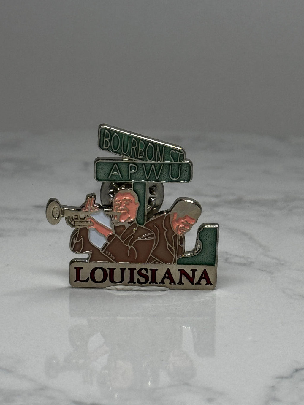Louisiana Bourbon St Jazz Pin: Enamel Green - APWU Souvenir Accessory