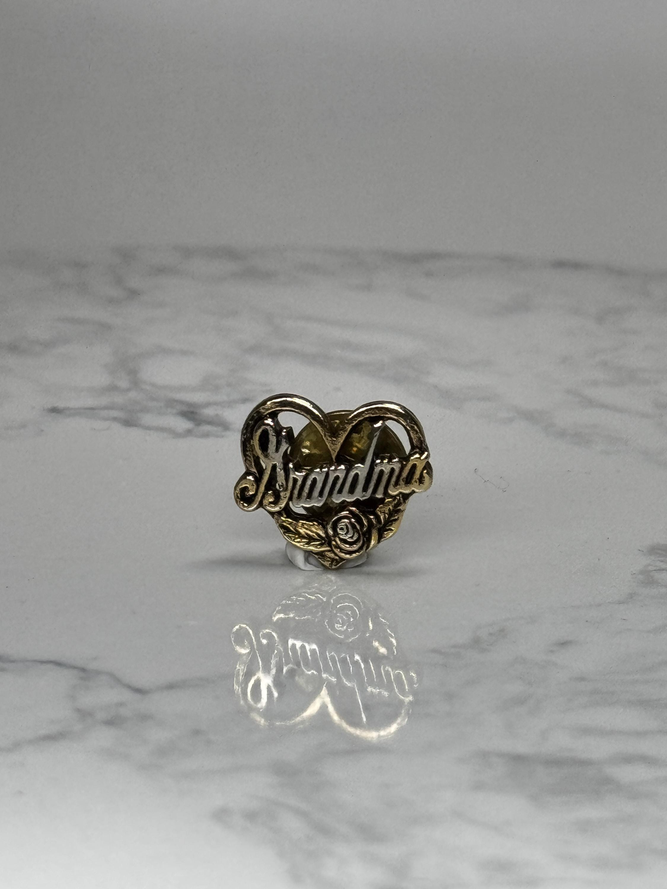 Grandma Heart Souvenir Pin: Gold Tone Script -  Grandmother Love Gift