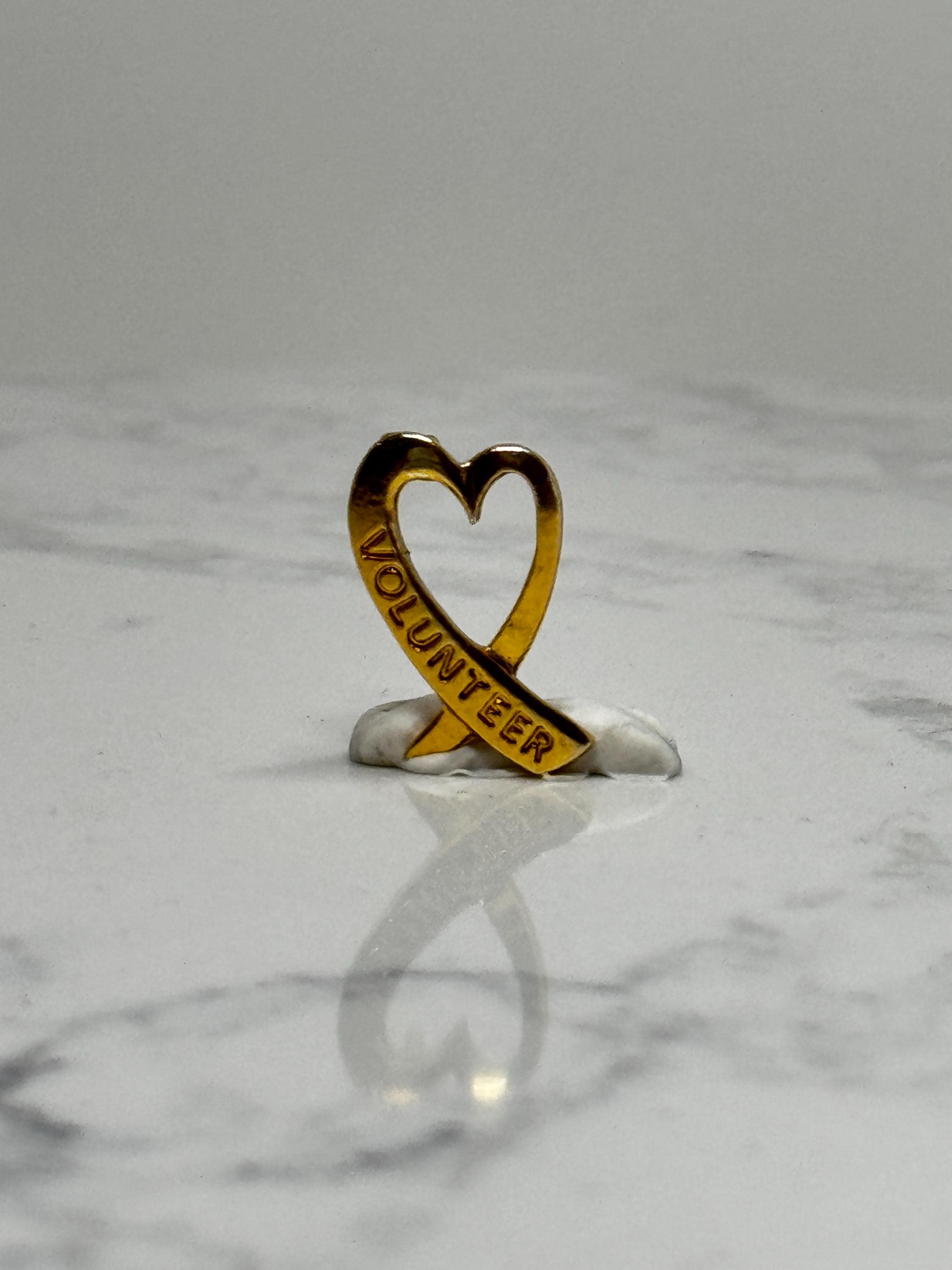 Volunteer Heart Ribbon Pin: Gold Tone - Service Award Accessory