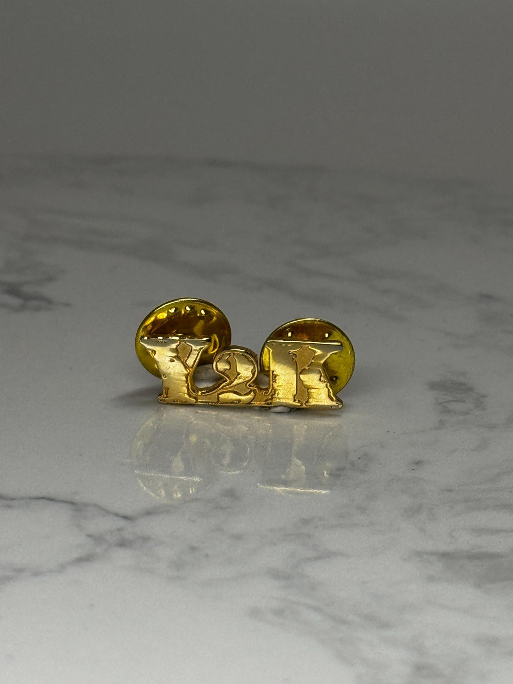 Y2K Letter Lapel Pin: Gold Tone - 2000s Millennium Accessory