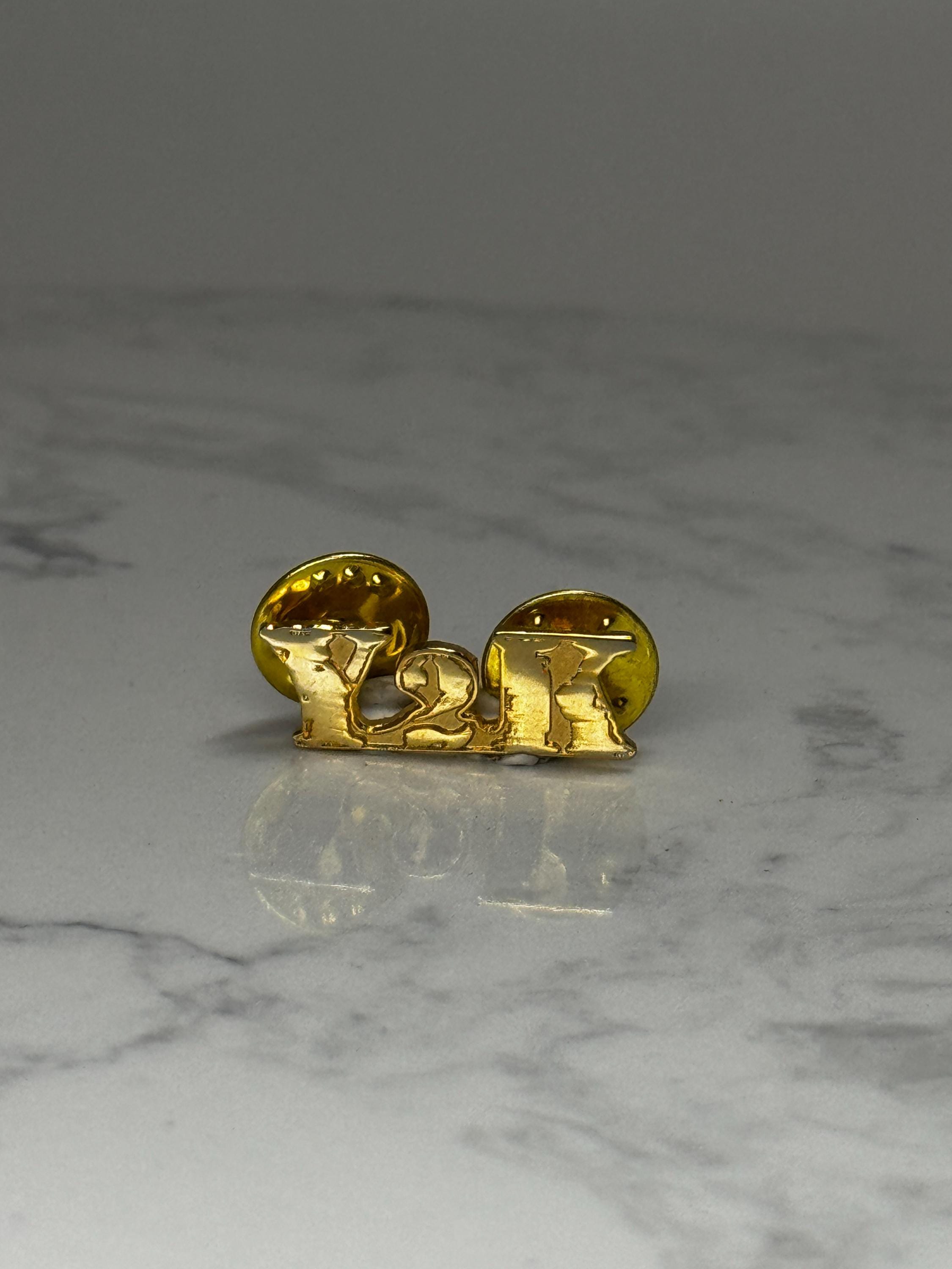 Y2K Letter Lapel Pin: Gold Tone - 2000s Millennium Accessory