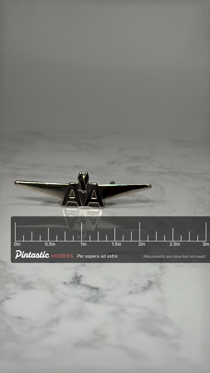 American Airlines Wings Lapel Pin: Silver Tone - Aviation Accessory with ruler overlay for size reference