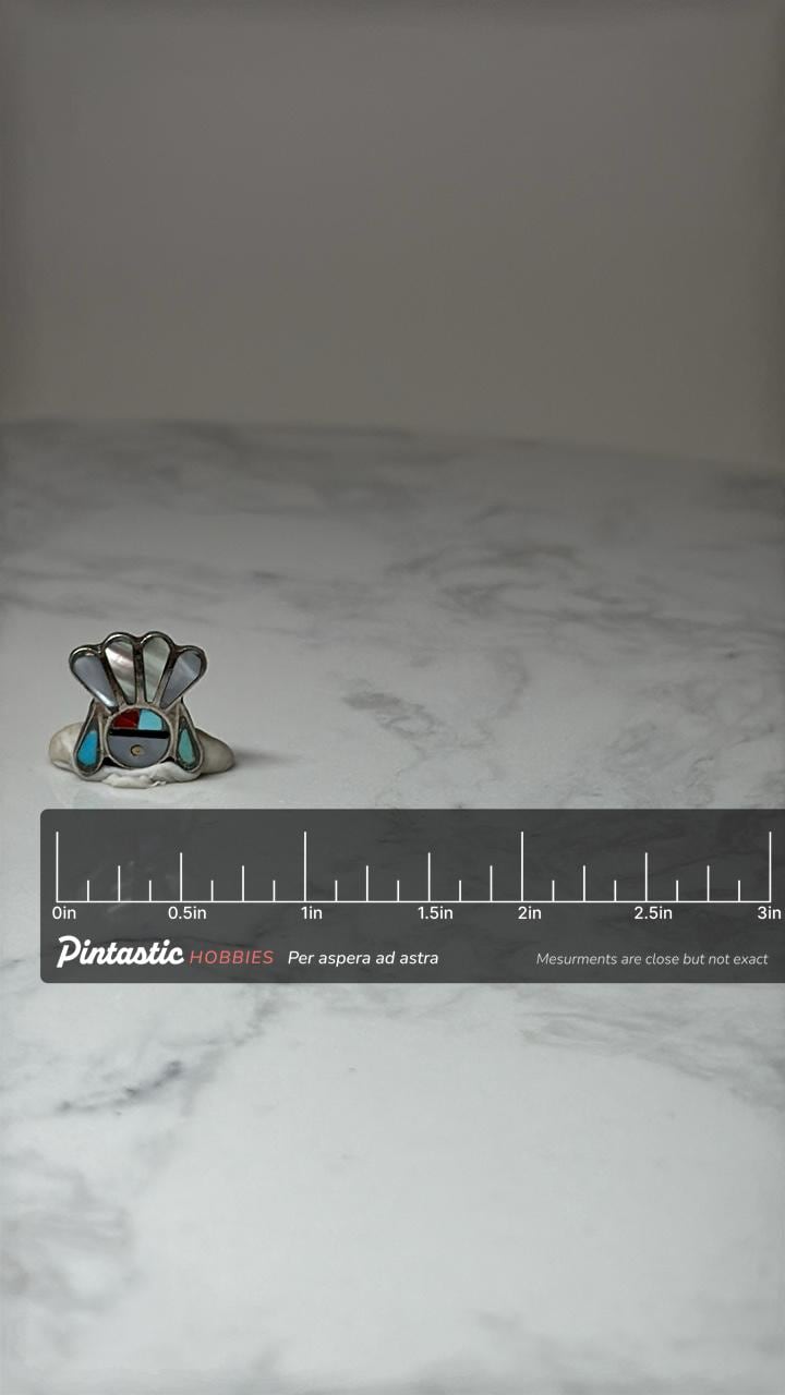 Southwest Inlay Sunface Pin Turquoise Style Native Inspired Enamel Brooch with ruler overlay for size reference